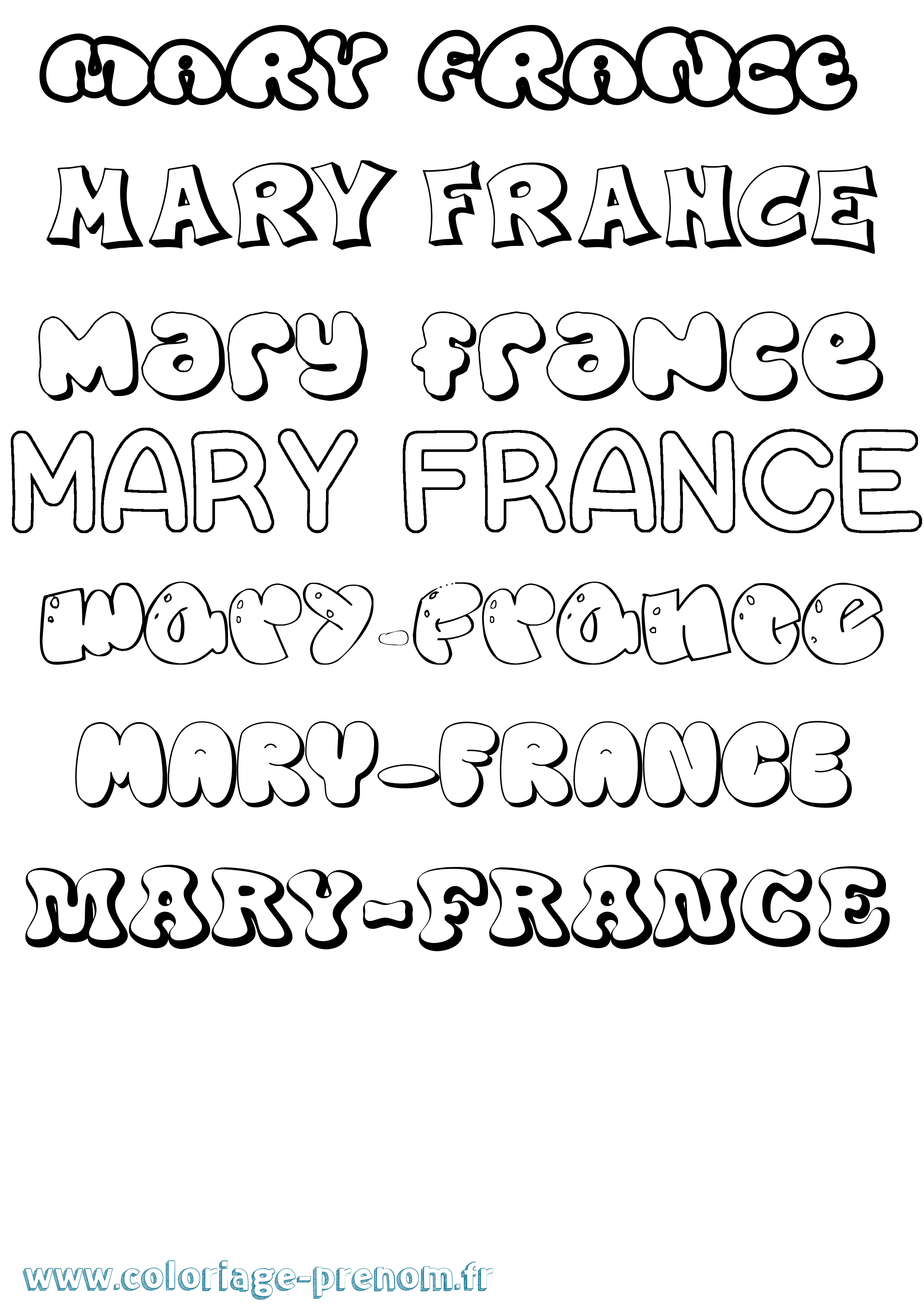 Coloriage prénom Mary-France Bubble
