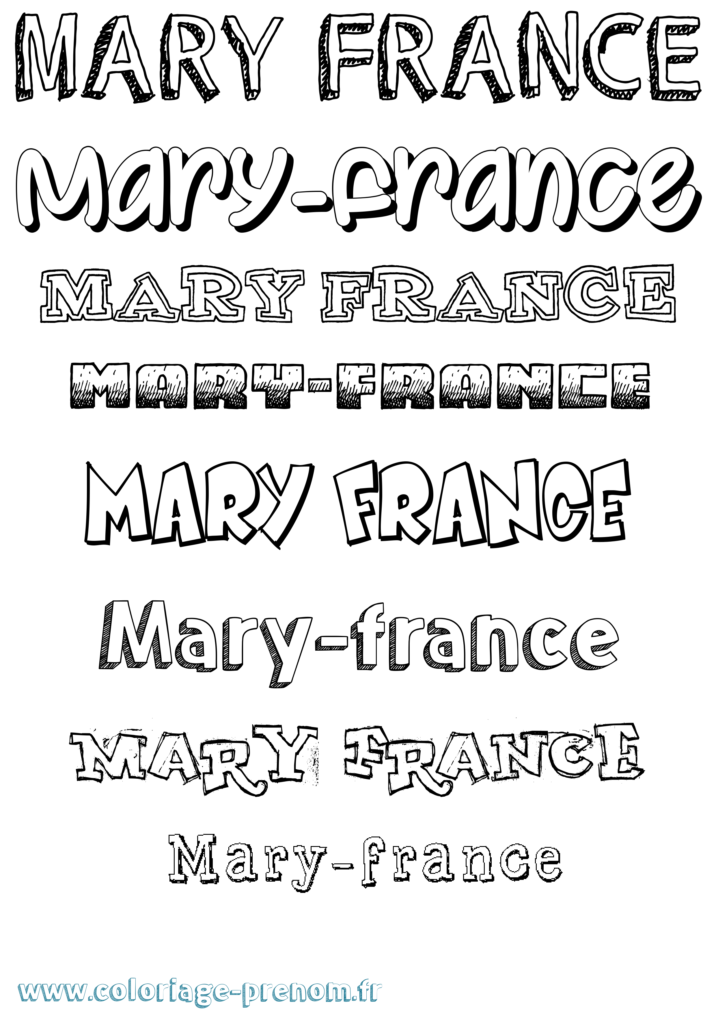 Coloriage prénom Mary-France Dessiné