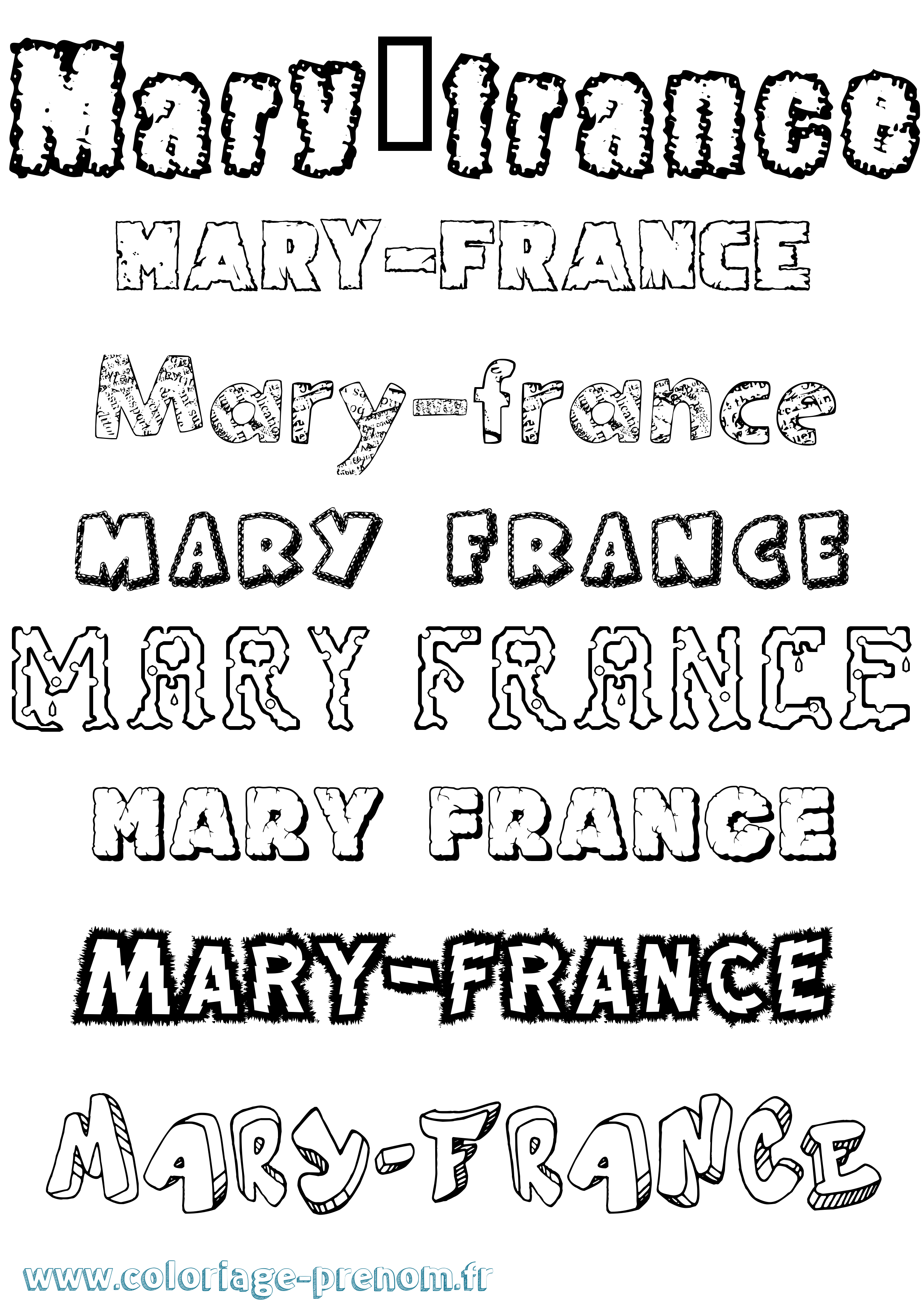 Coloriage prénom Mary-France Destructuré