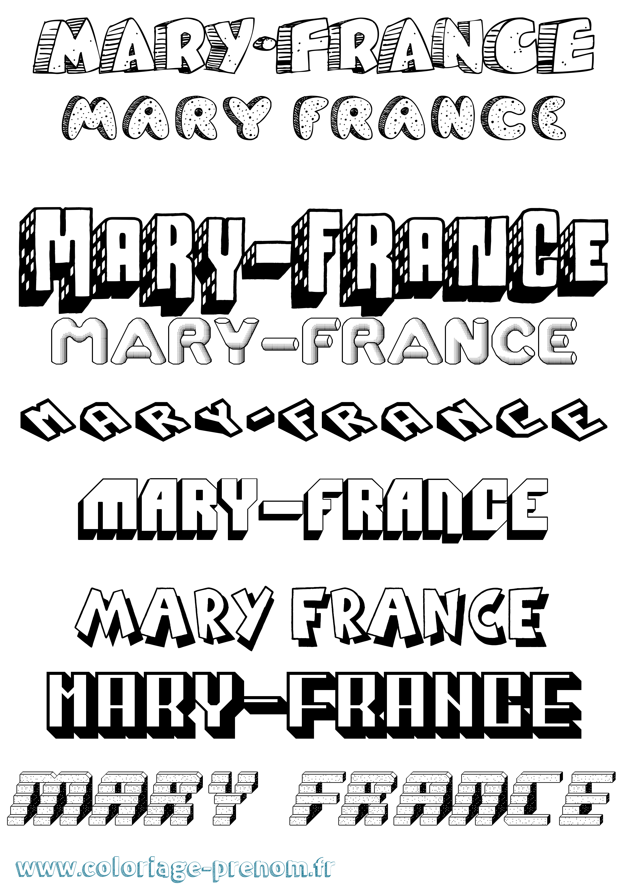 Coloriage prénom Mary-France Effet 3D