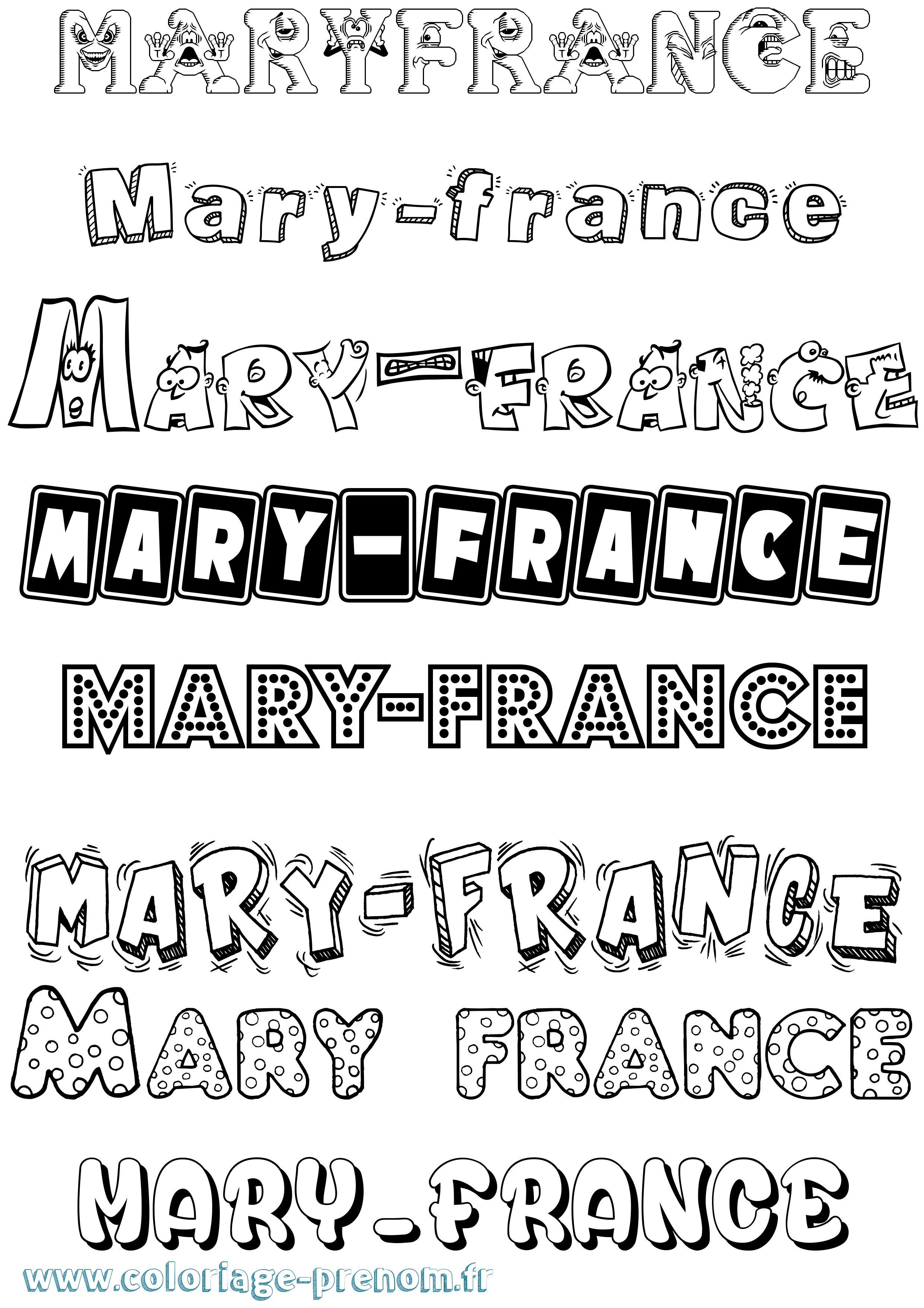 Coloriage prénom Mary-France Fun