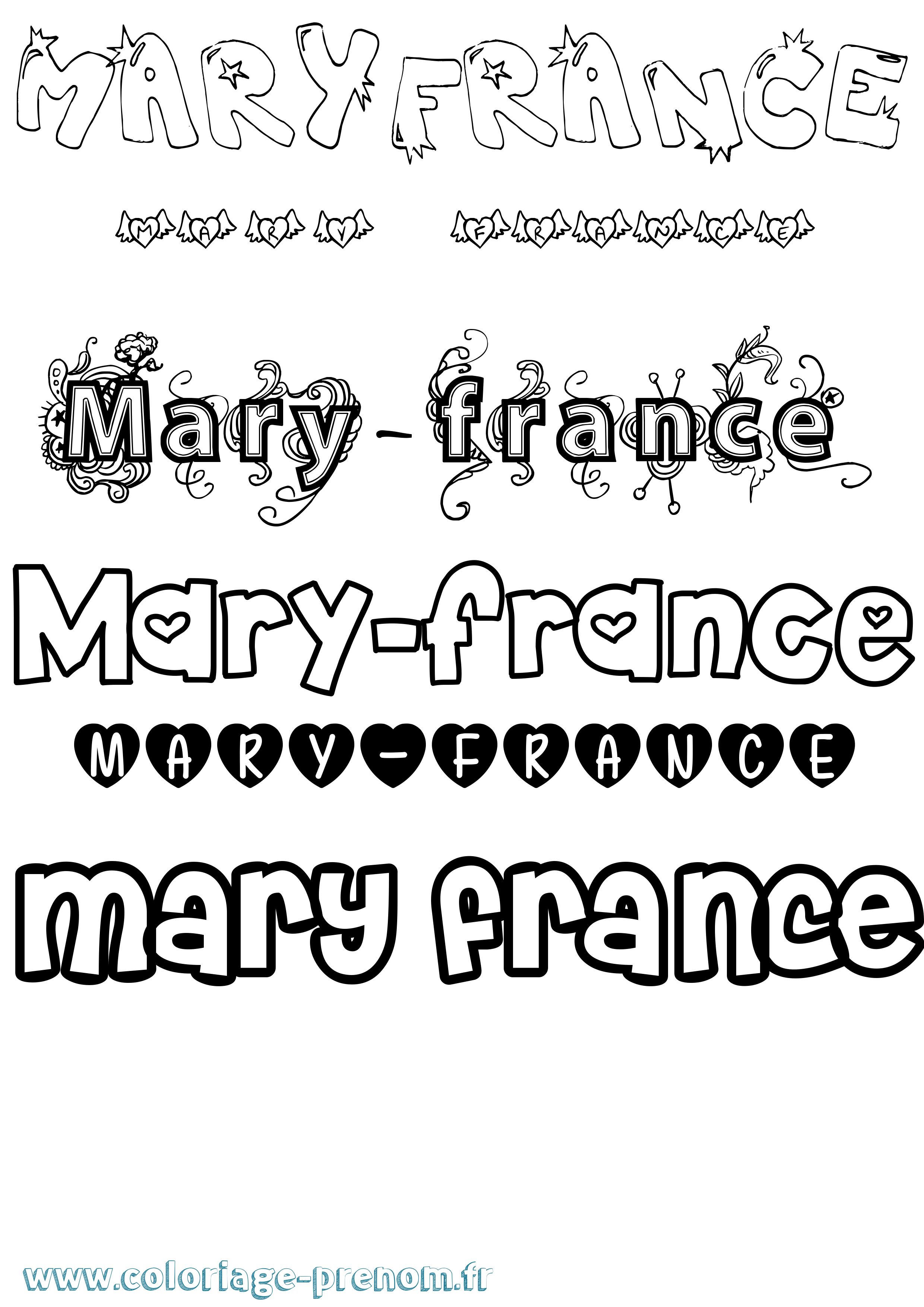 Coloriage prénom Mary-France Girly