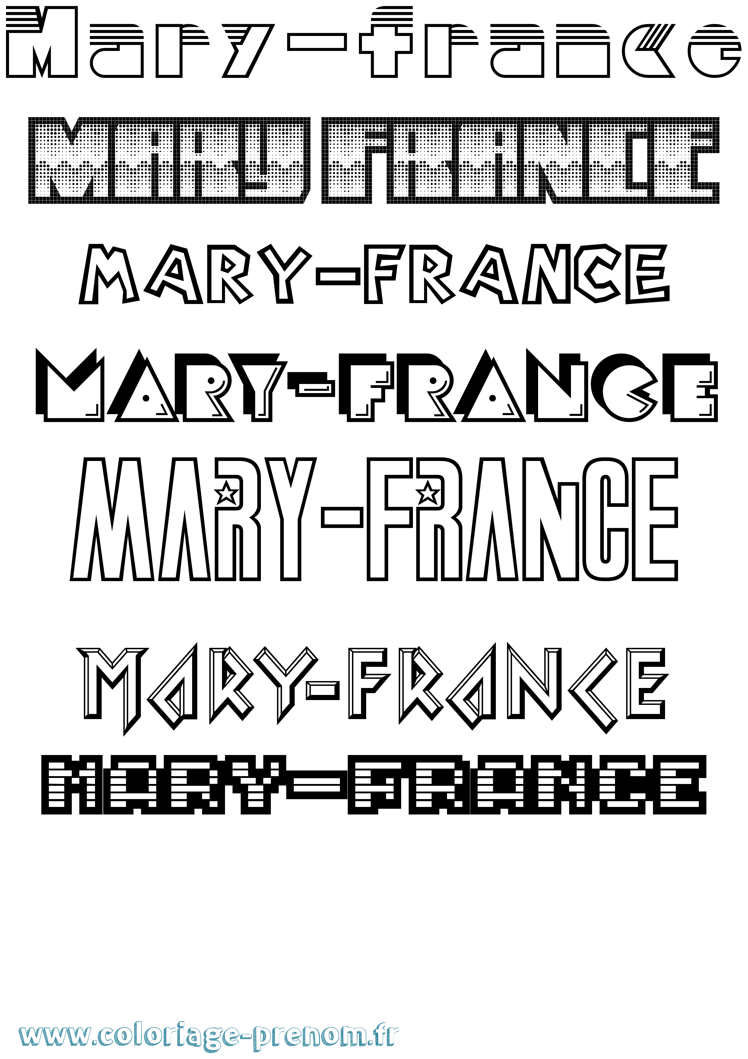 Coloriage prénom Mary-France Jeux Vidéos