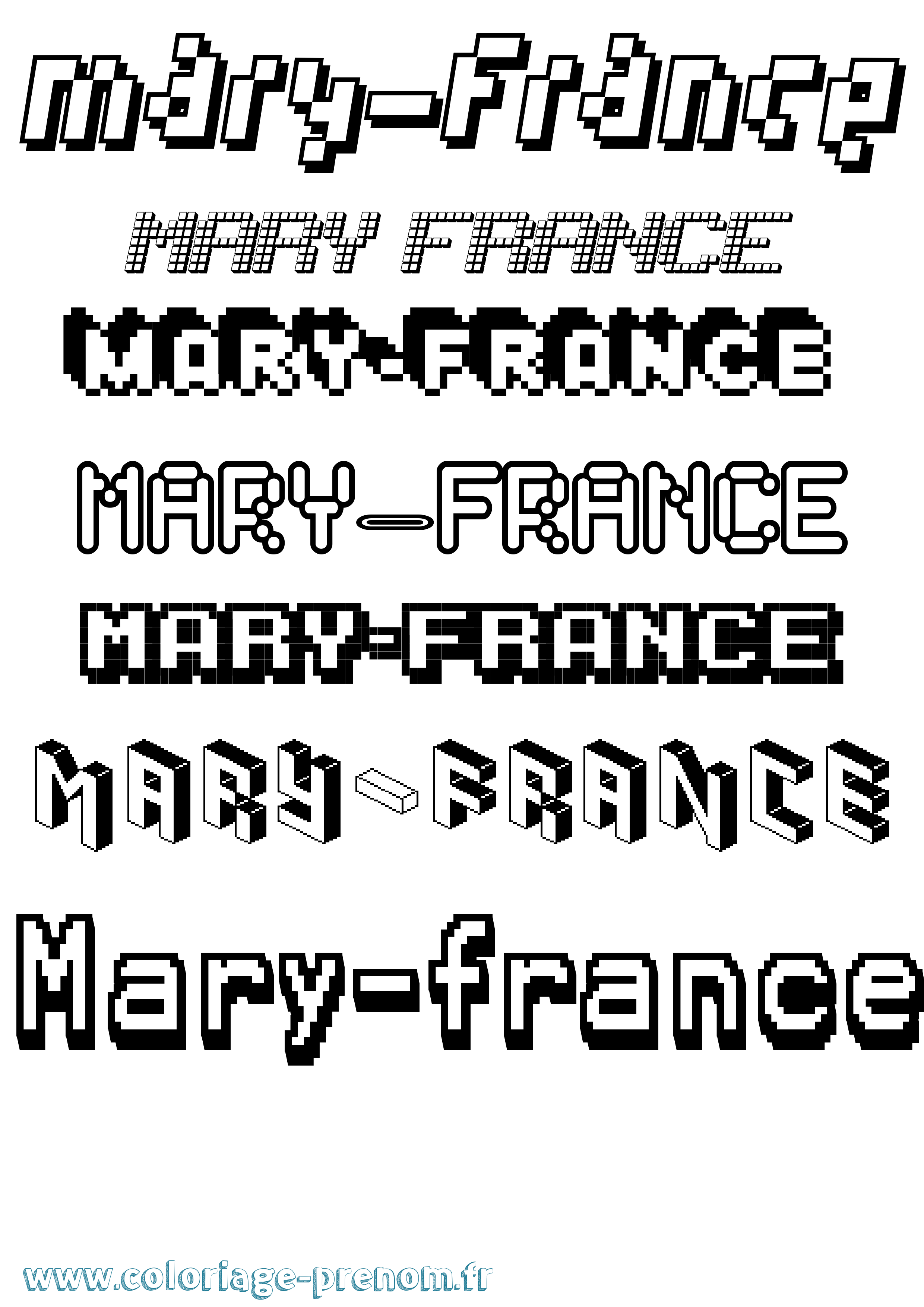 Coloriage prénom Mary-France Pixel