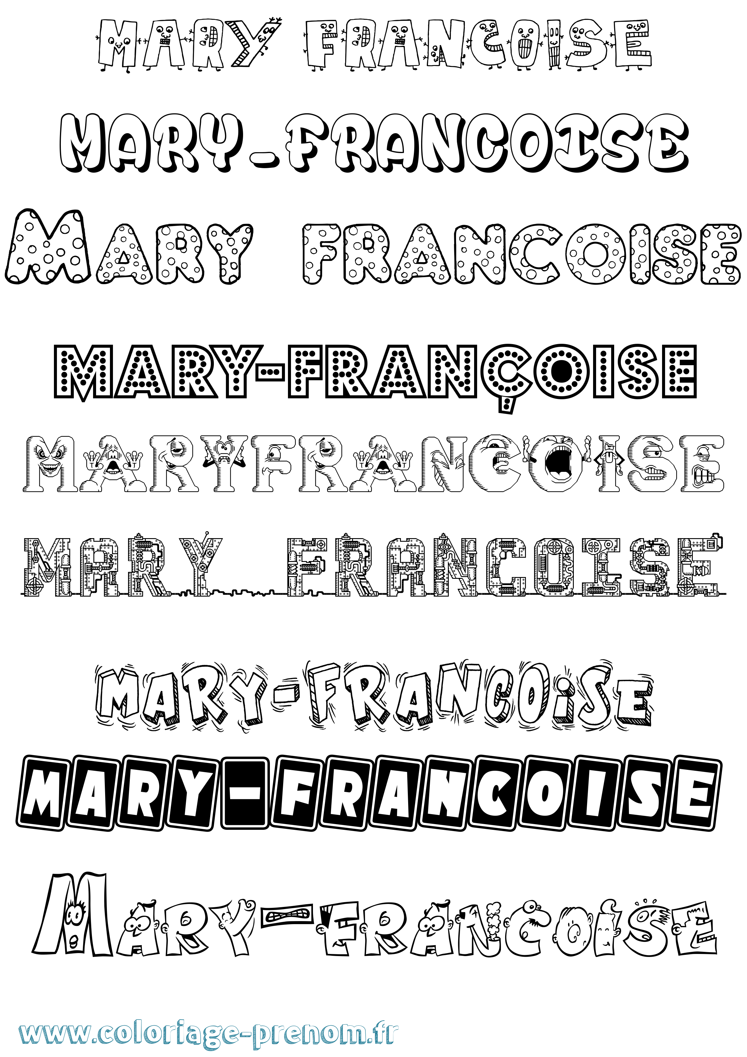 Coloriage prénom Mary-Françoise Fun