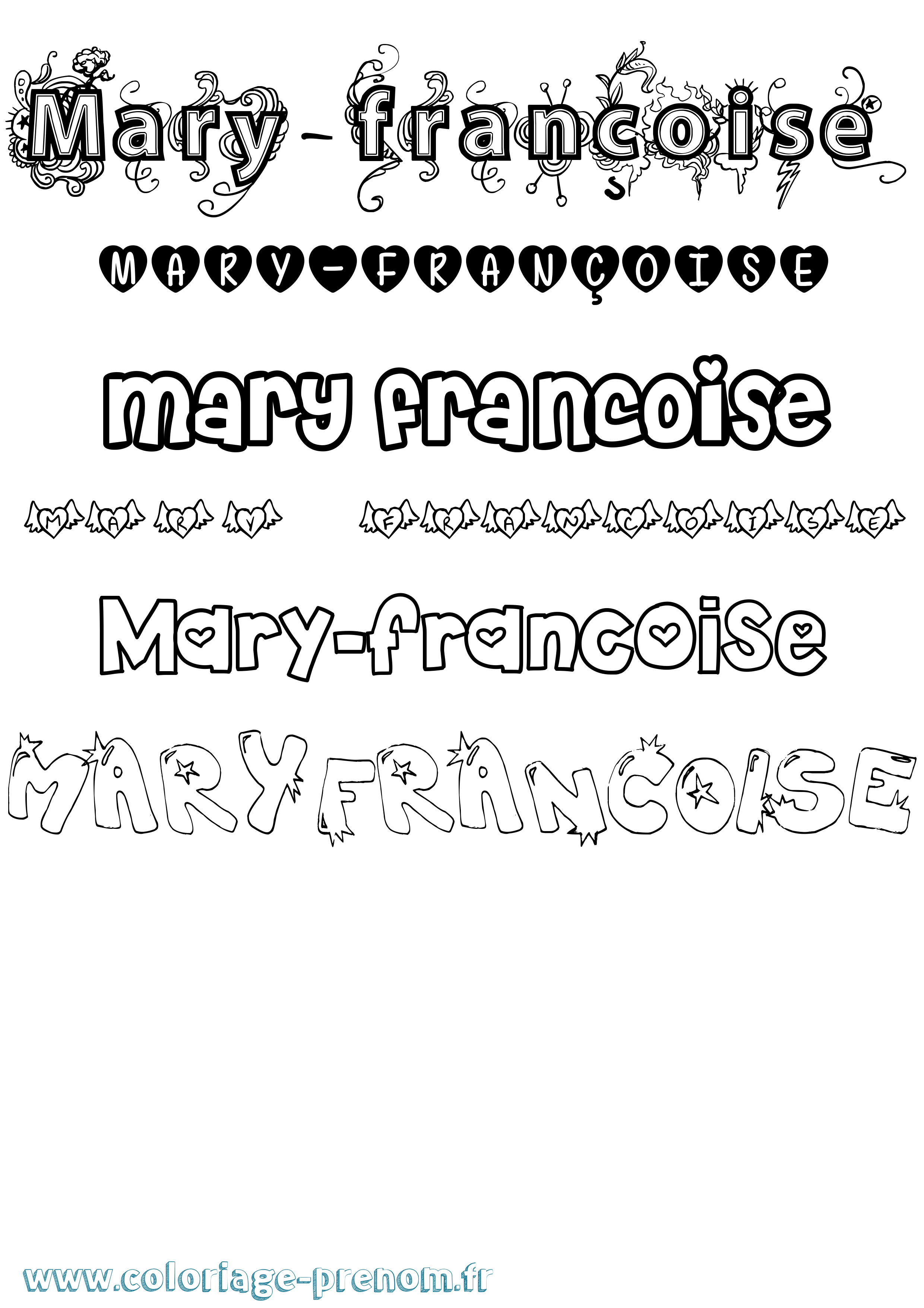 Coloriage prénom Mary-Françoise Girly