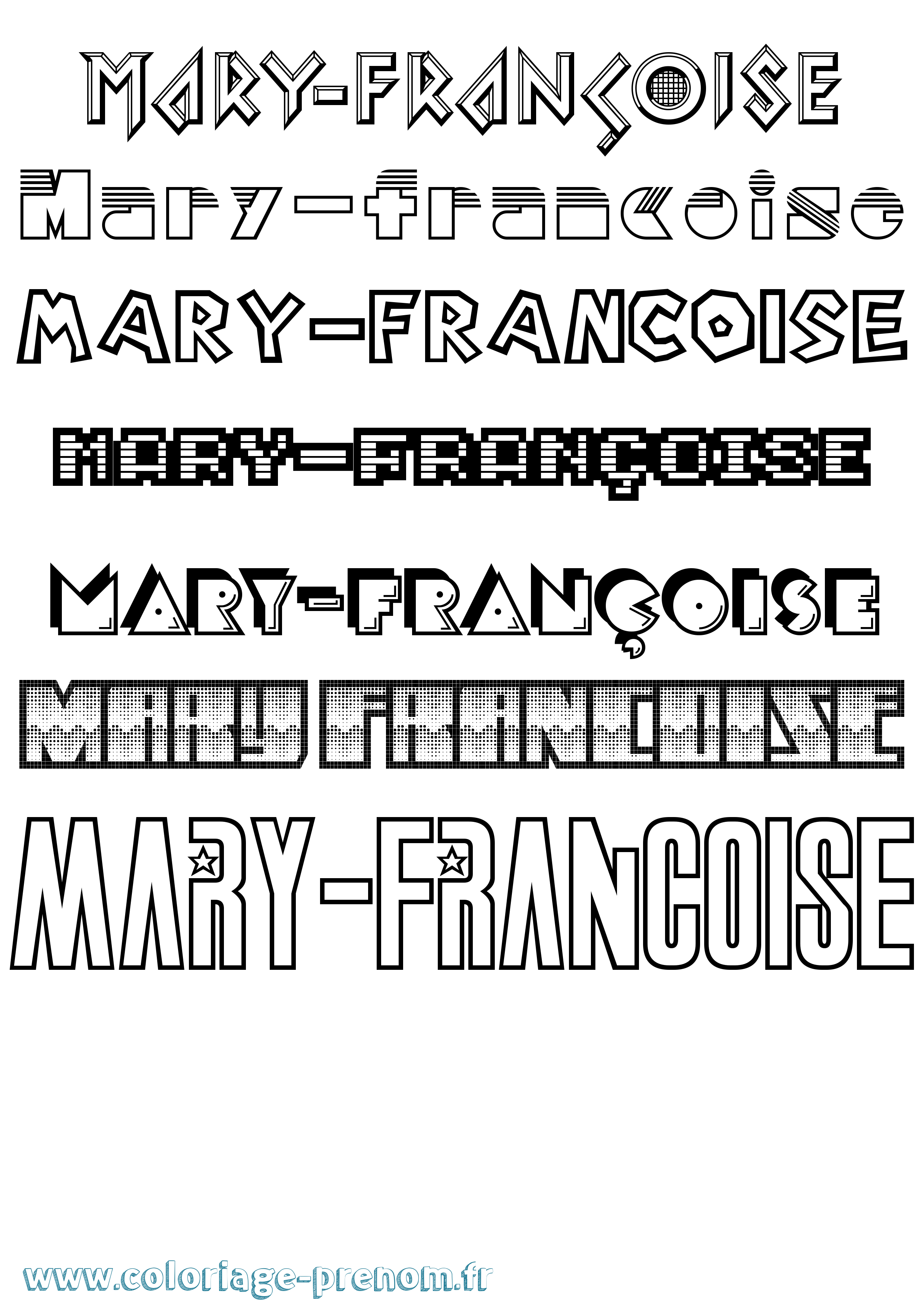 Coloriage prénom Mary-Françoise Jeux Vidéos