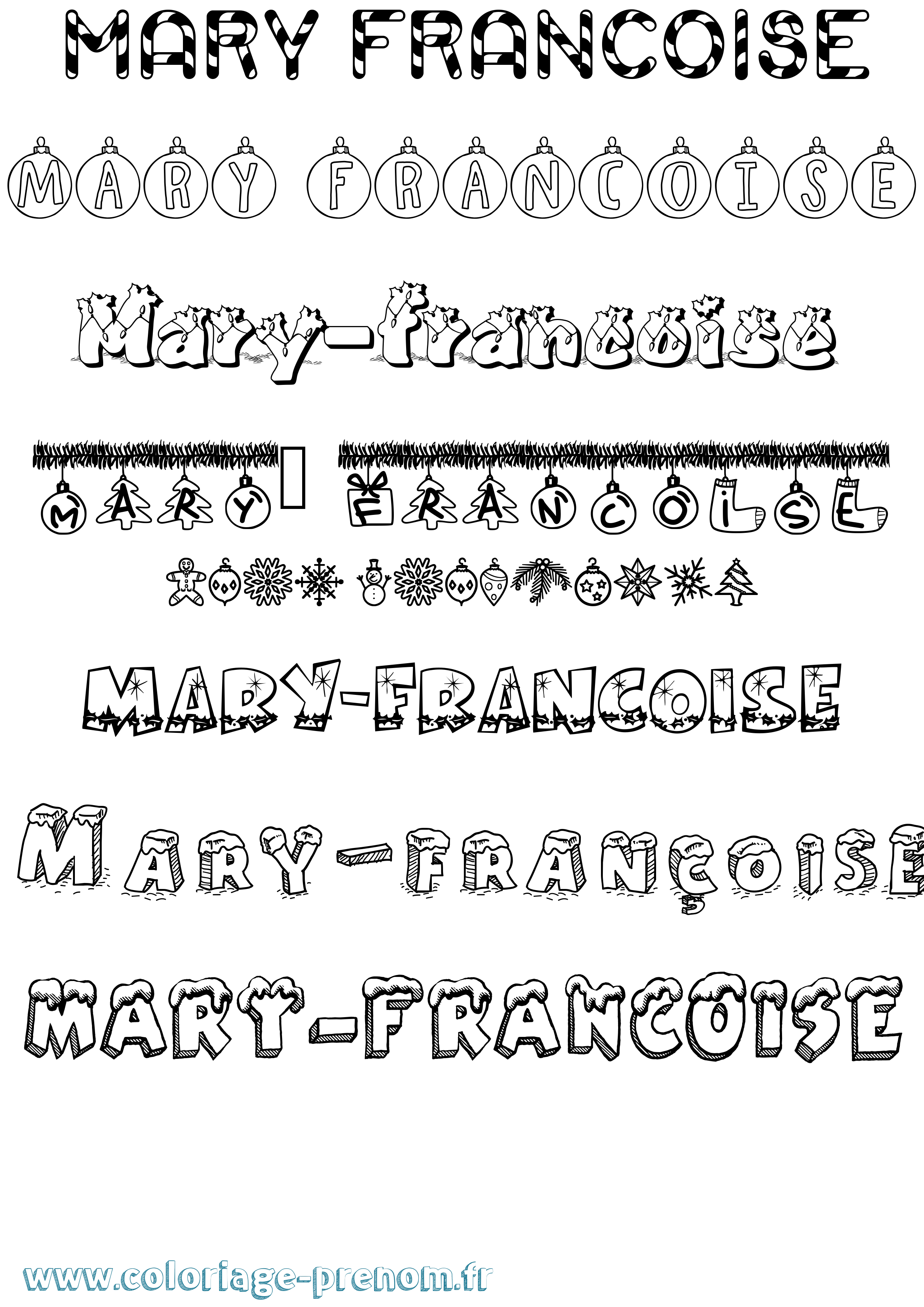 Coloriage prénom Mary-Françoise Noël