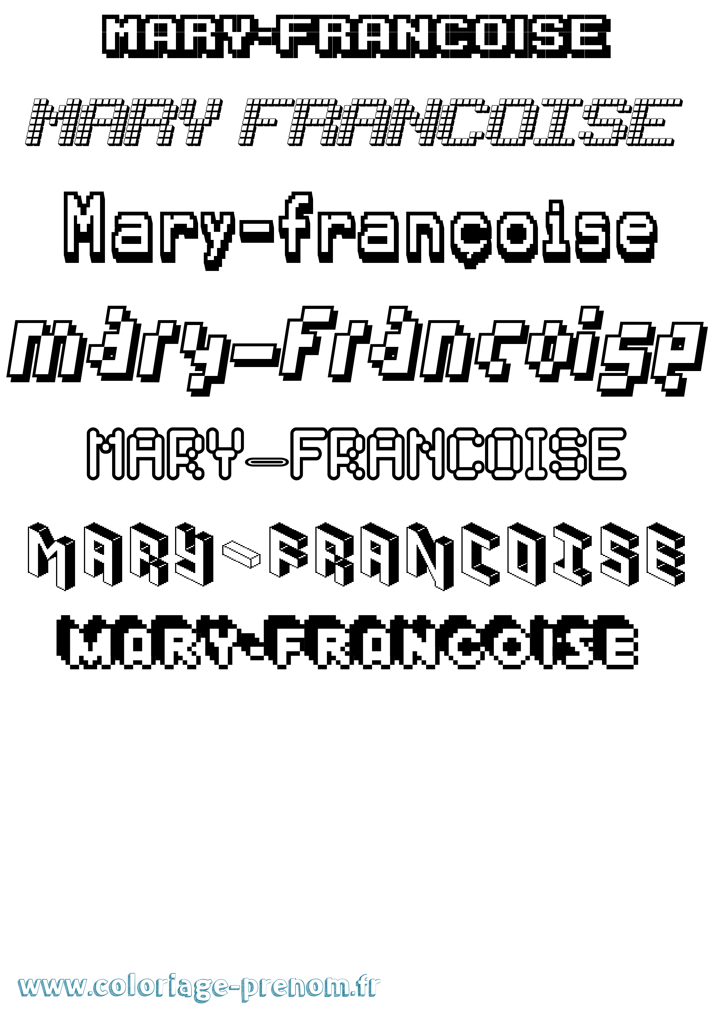 Coloriage prénom Mary-Françoise Pixel
