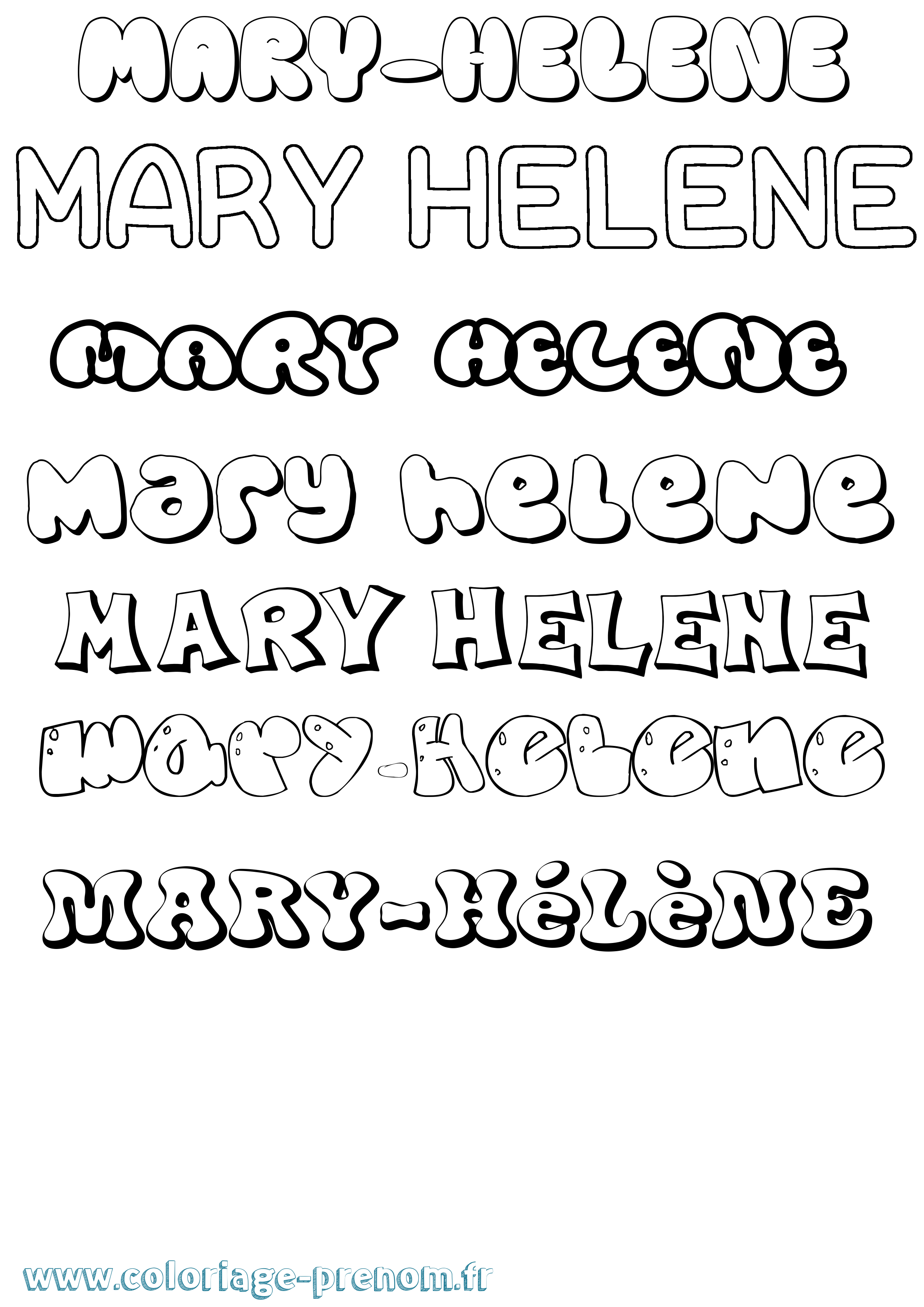Coloriage prénom Mary-Hélène Bubble