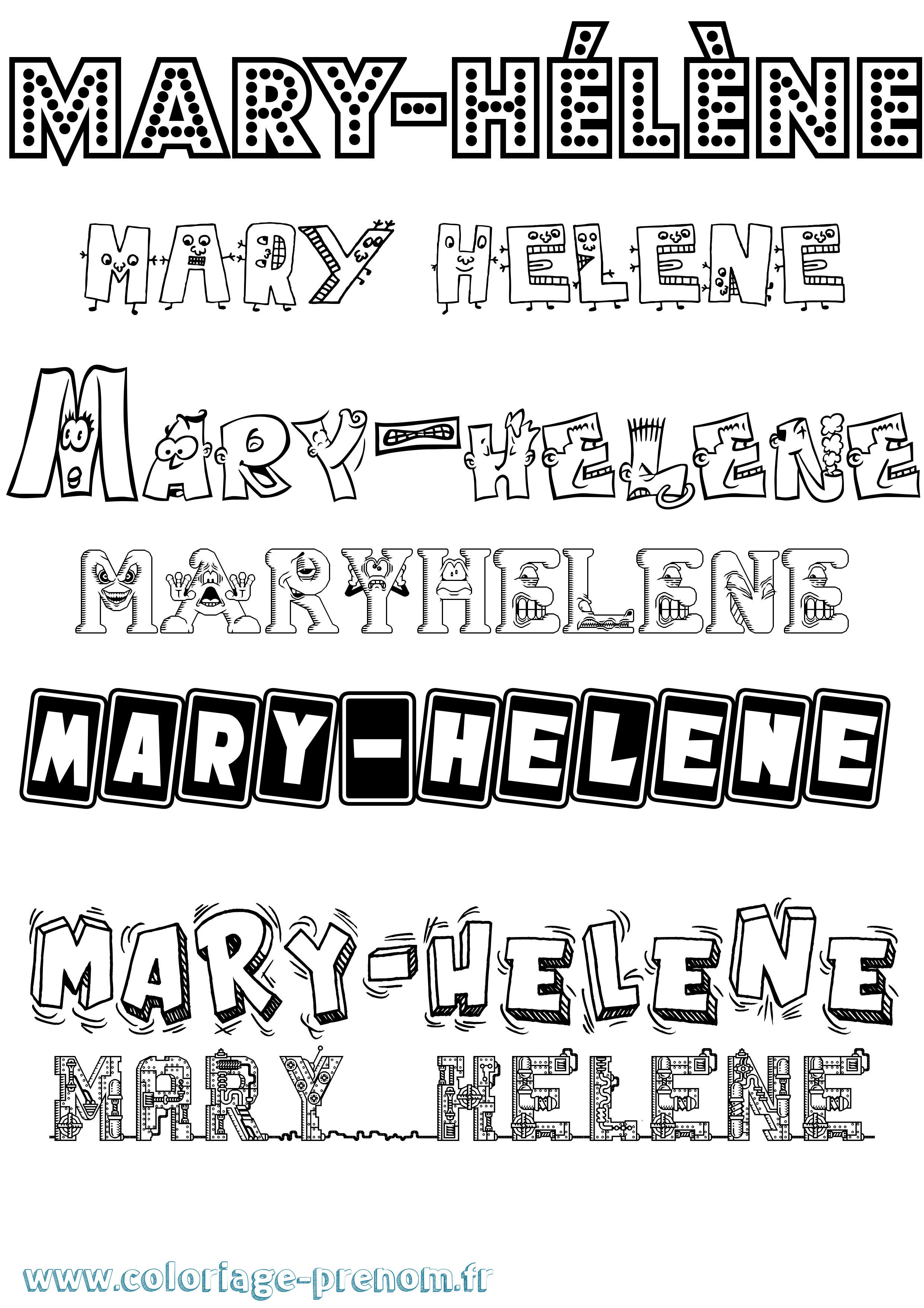 Coloriage prénom Mary-Hélène Fun