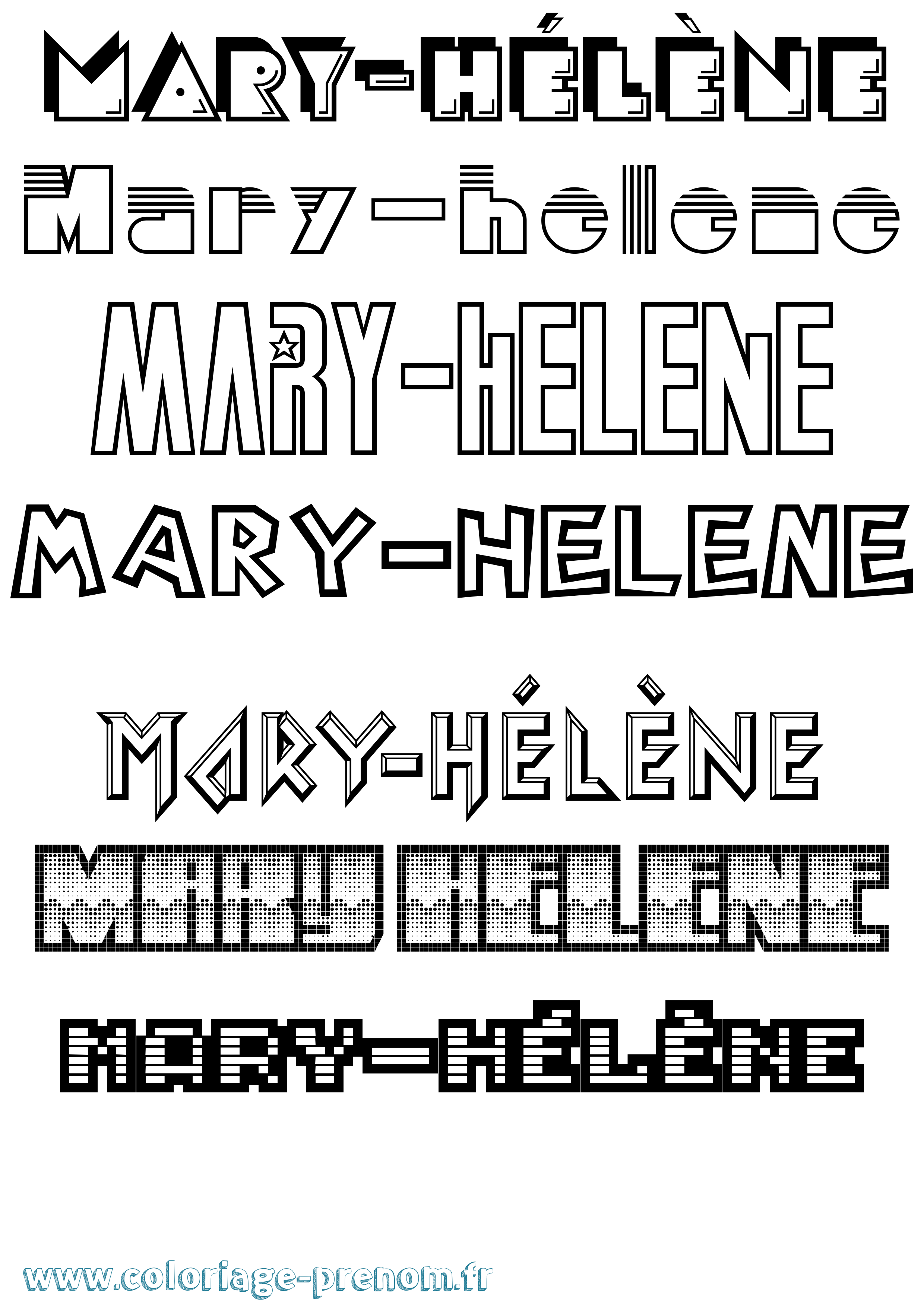 Coloriage prénom Mary-Hélène Jeux Vidéos