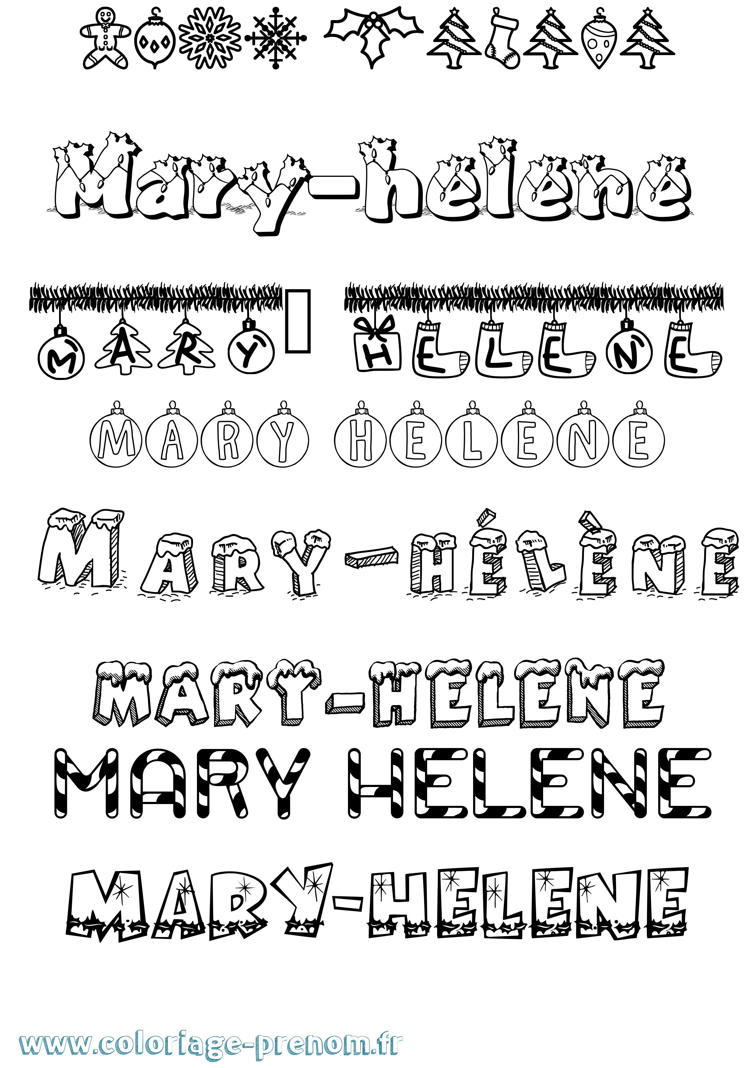 Coloriage prénom Mary-Hélène Noël