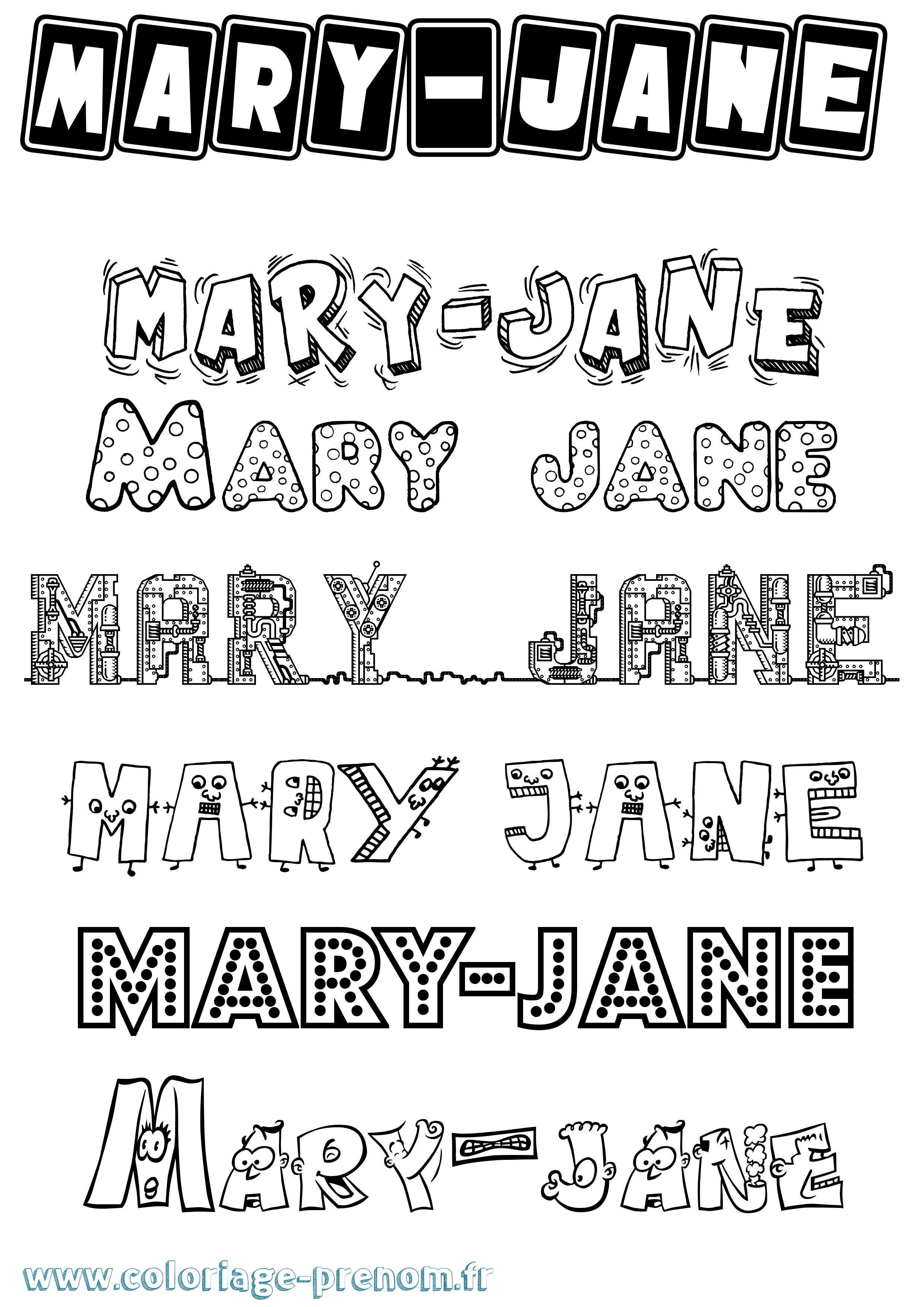 Coloriage prénom Mary-Jane Fun