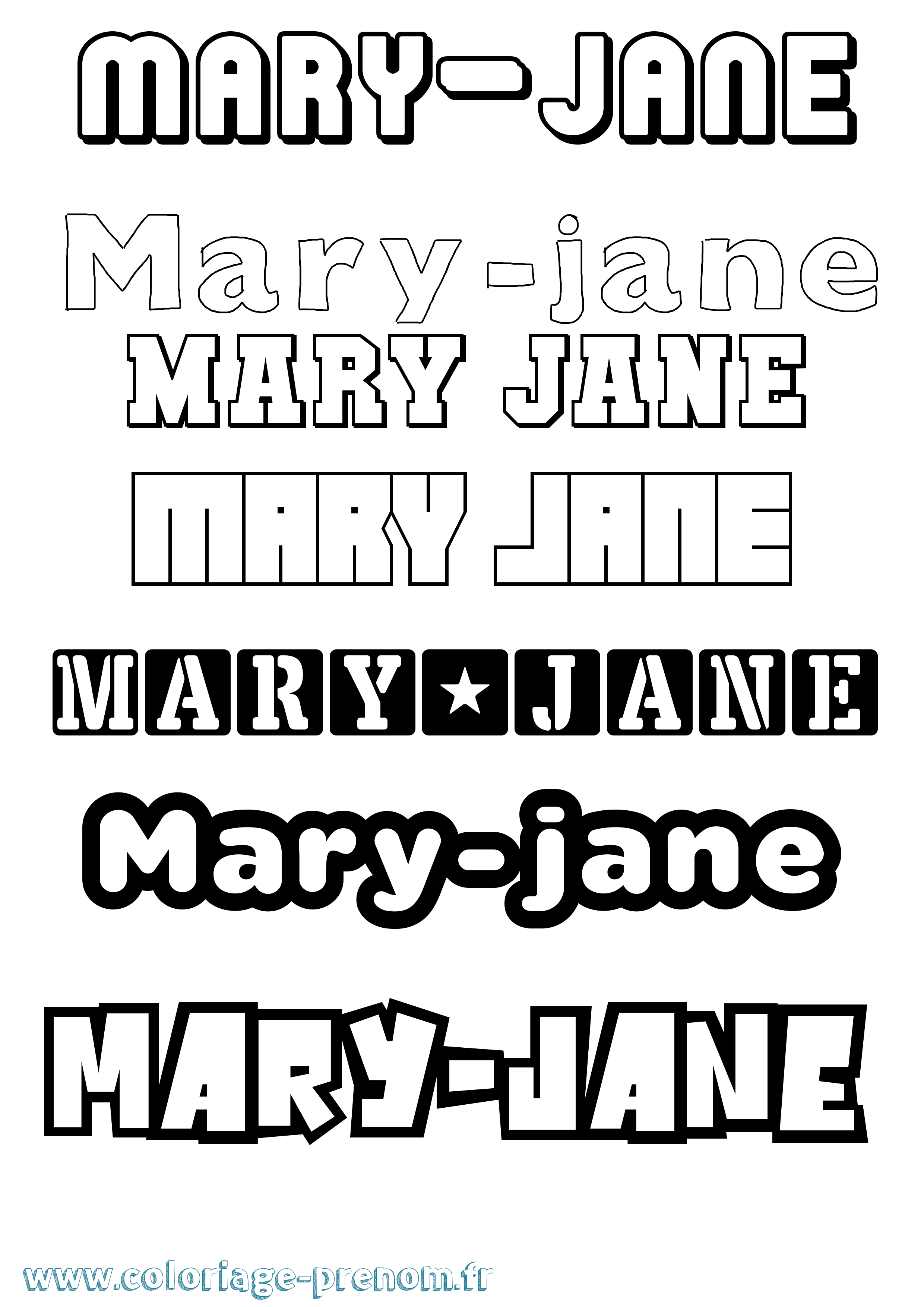 Coloriage prénom Mary-Jane Simple
