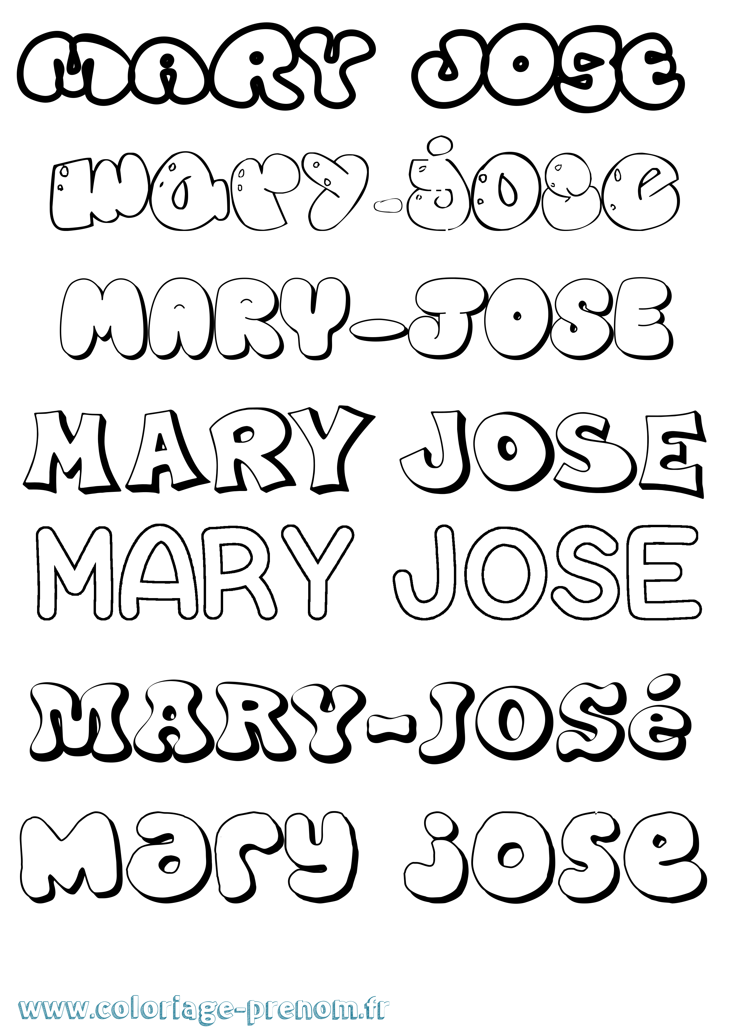 Coloriage prénom Mary-José Bubble