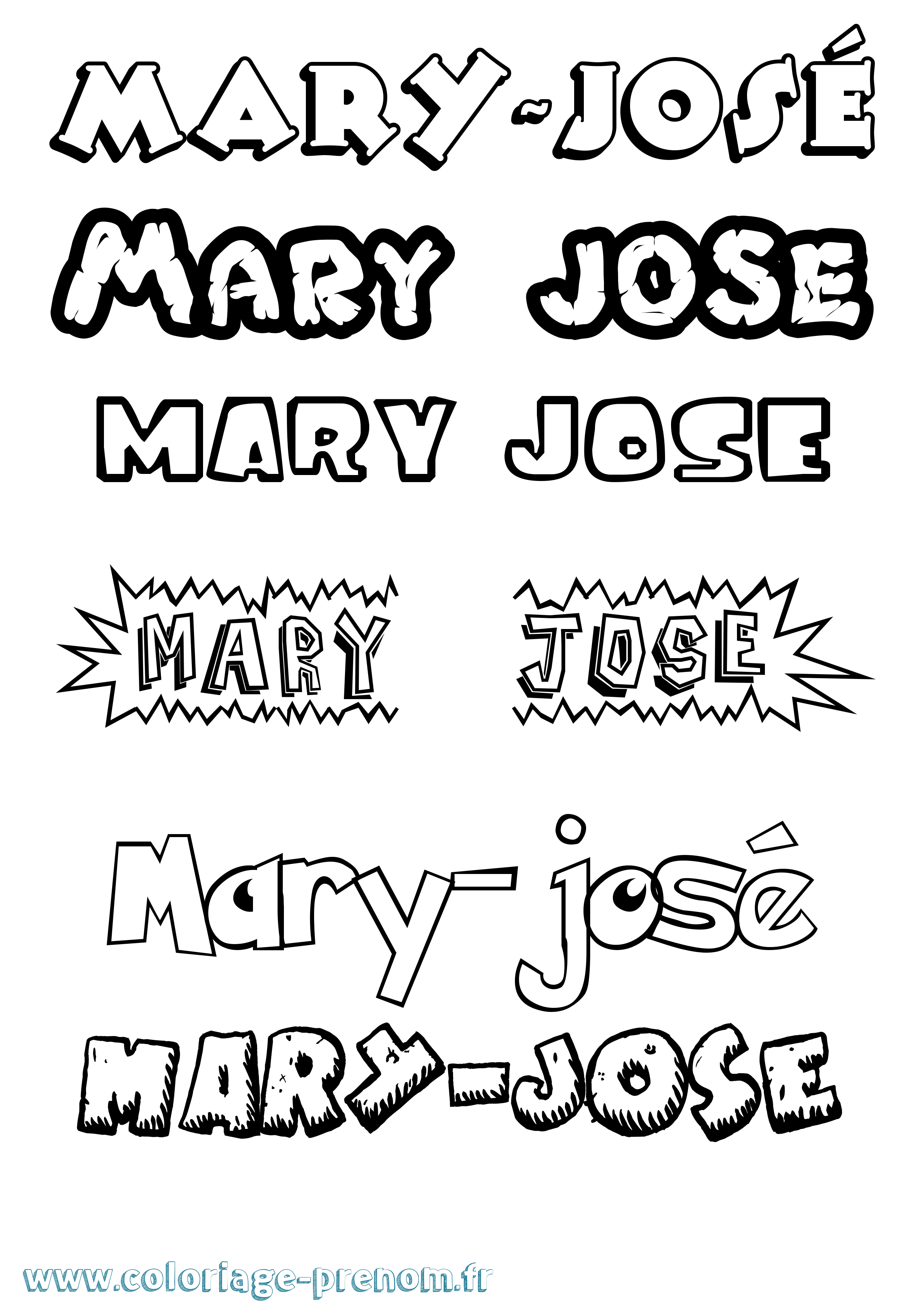 Coloriage prénom Mary-José Dessin Animé