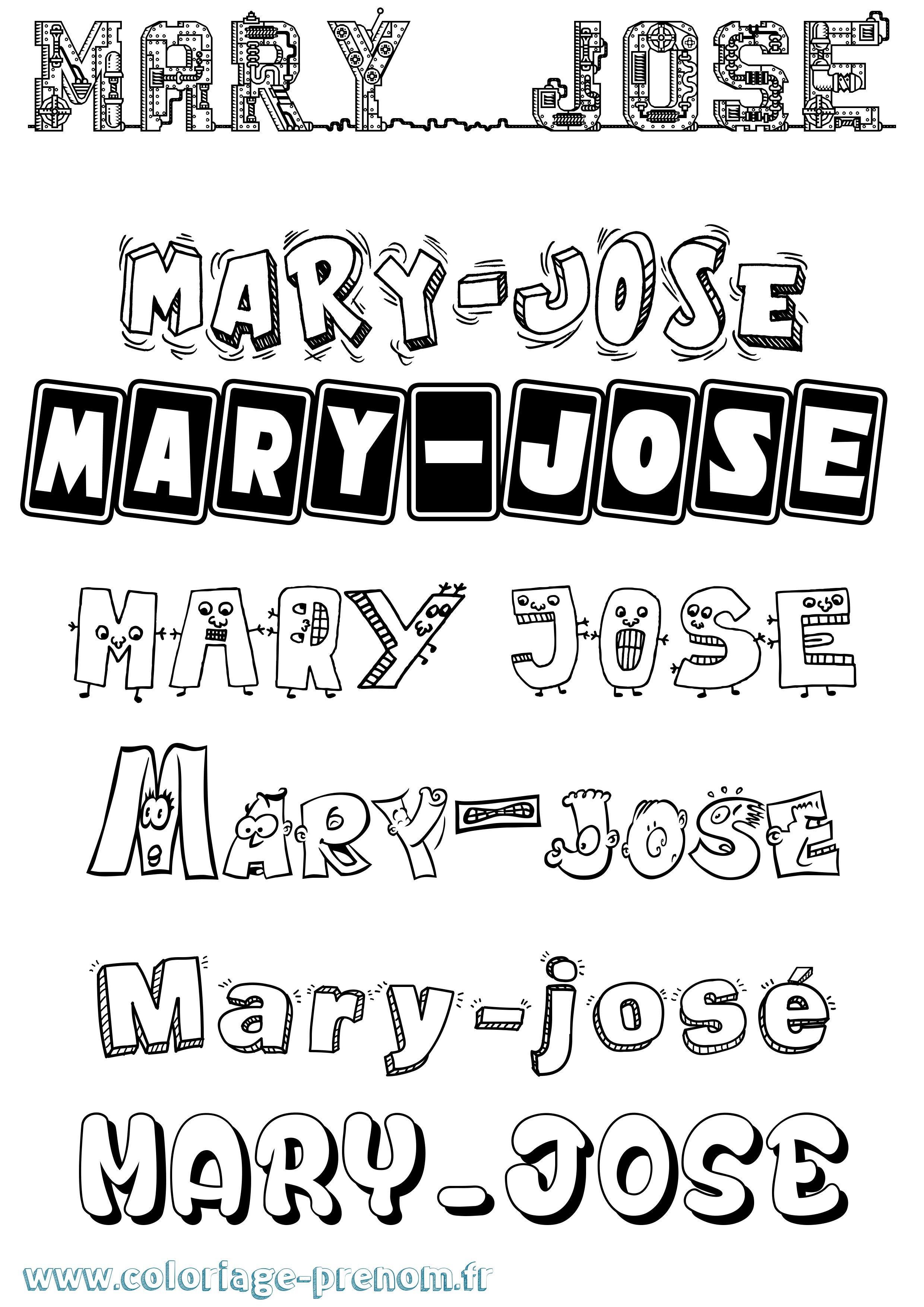 Coloriage prénom Mary-José Fun
