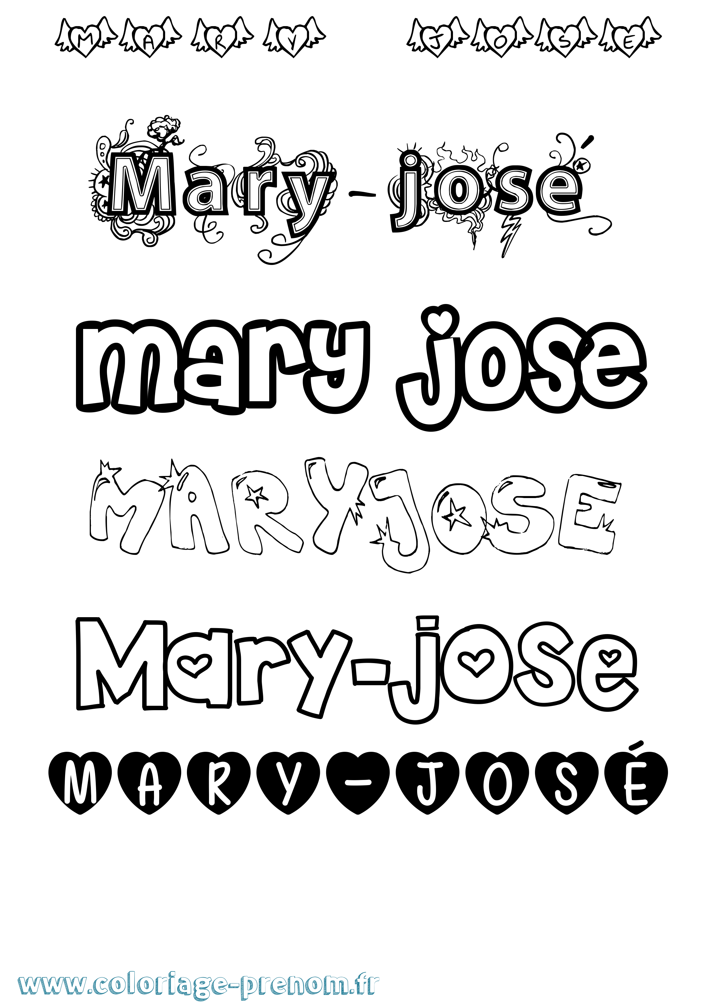 Coloriage prénom Mary-José Girly