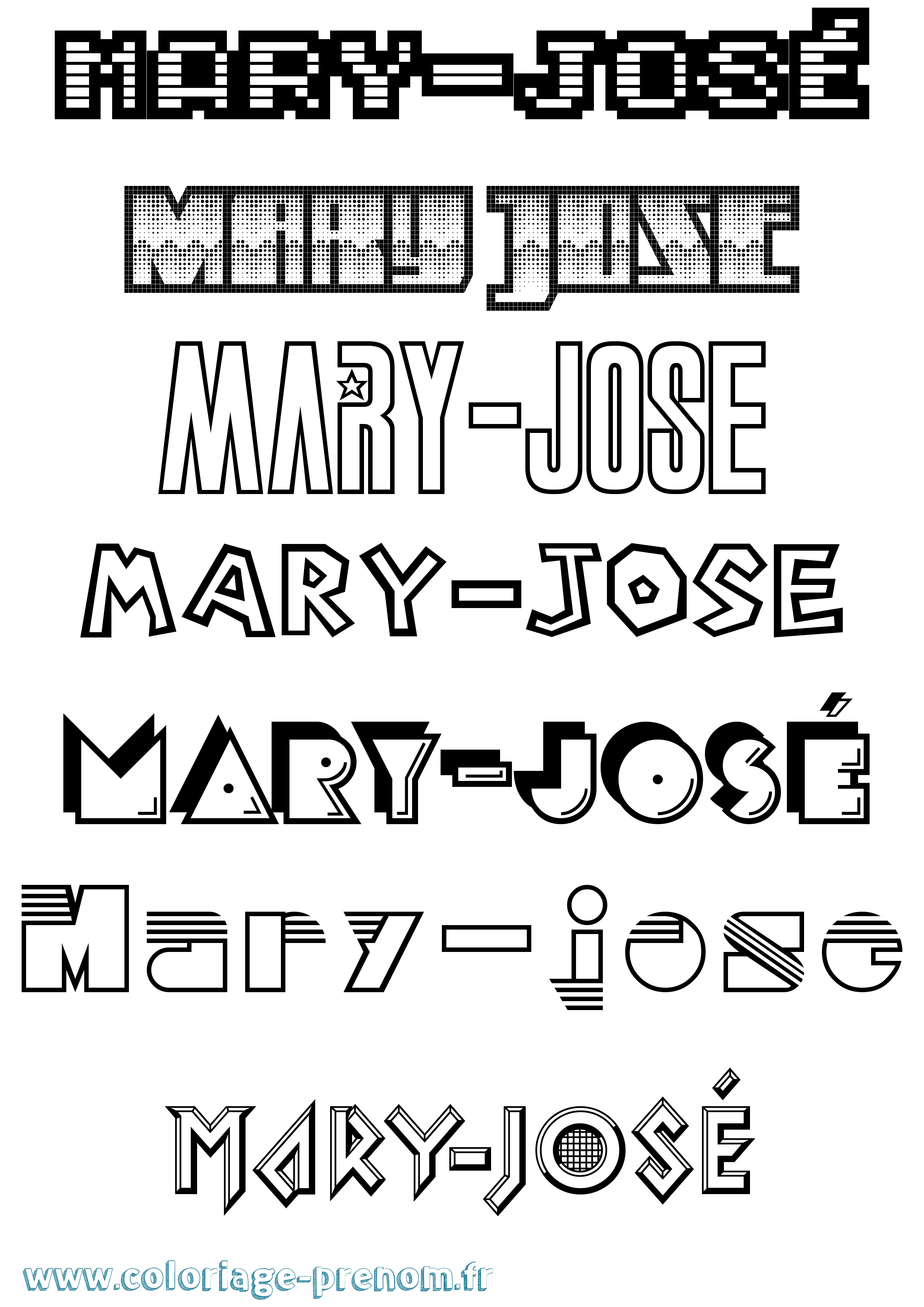 Coloriage prénom Mary-José Jeux Vidéos