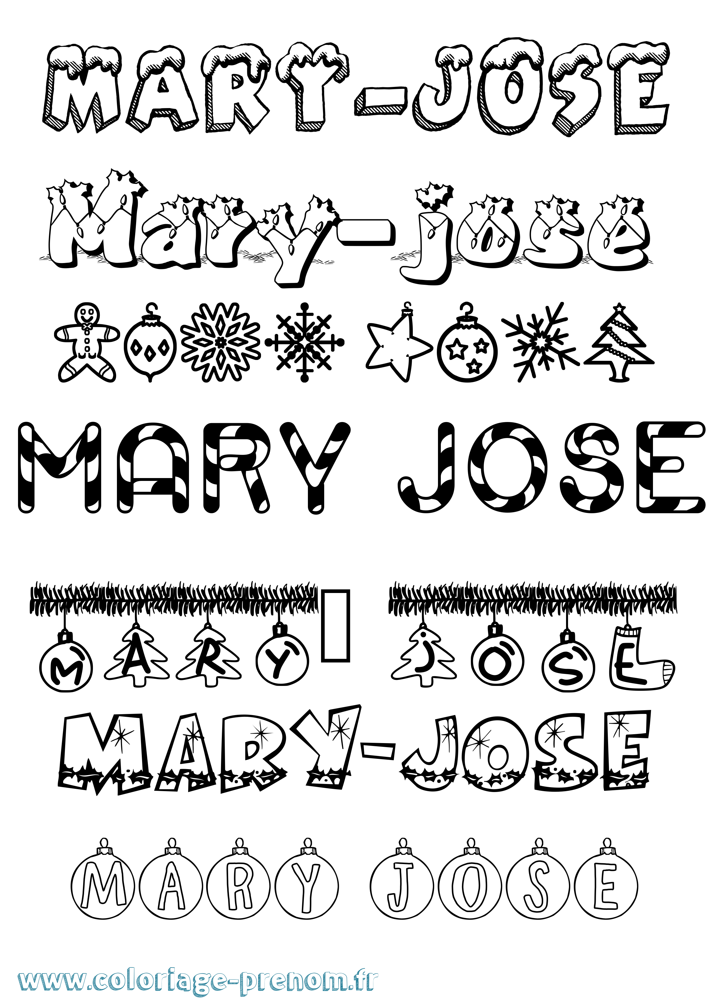 Coloriage prénom Mary-José Noël