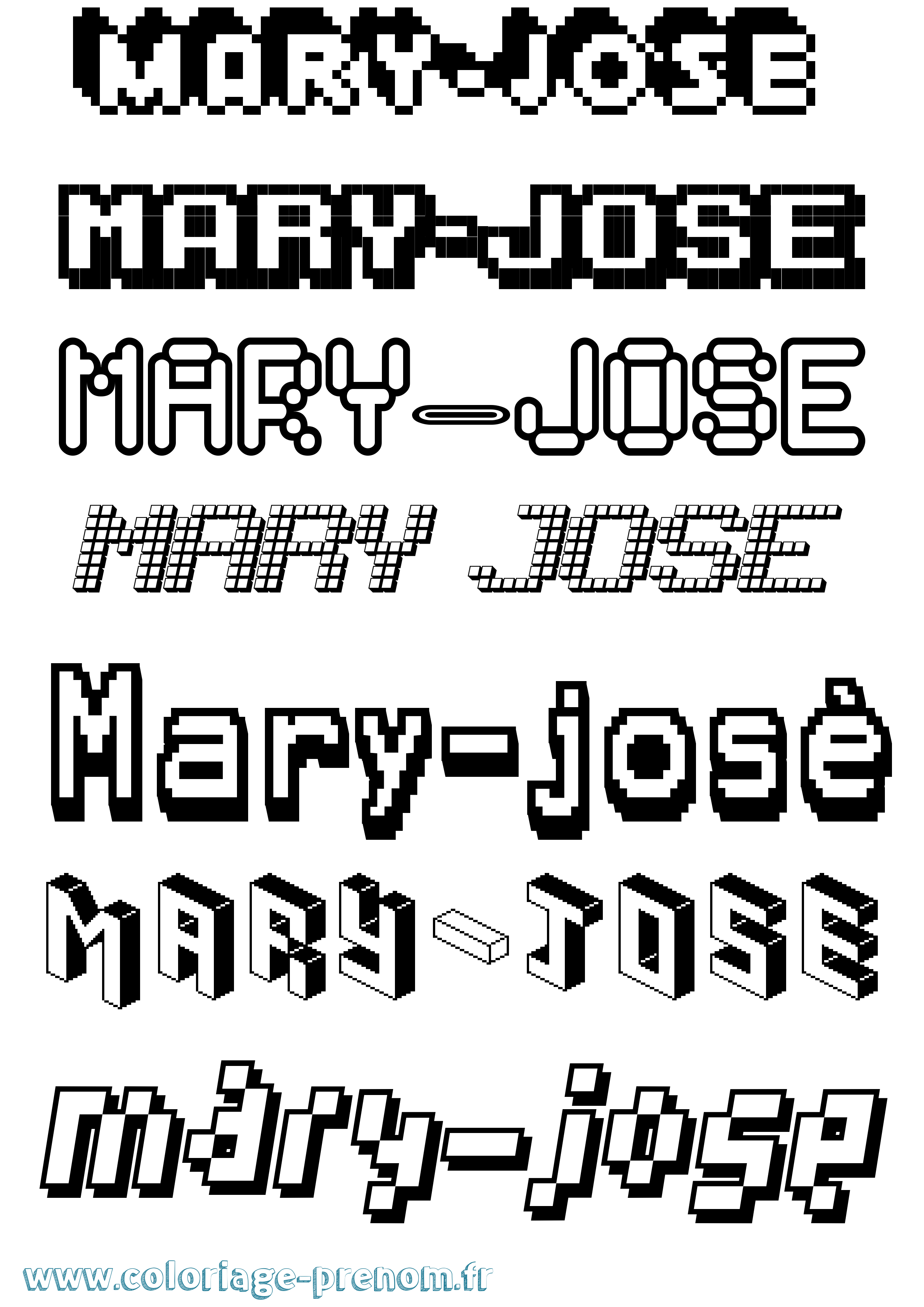 Coloriage prénom Mary-José Pixel