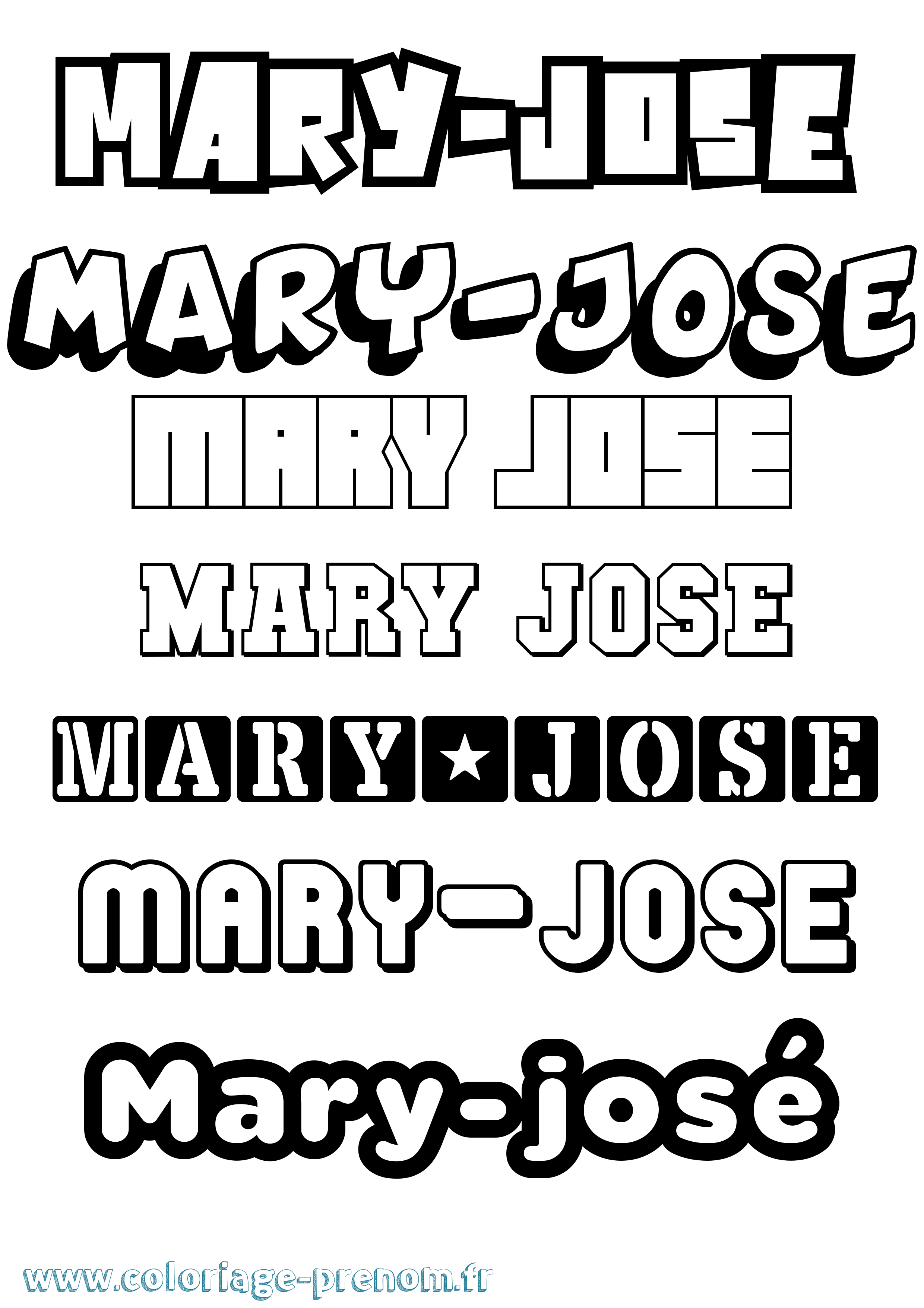 Coloriage prénom Mary-José Simple