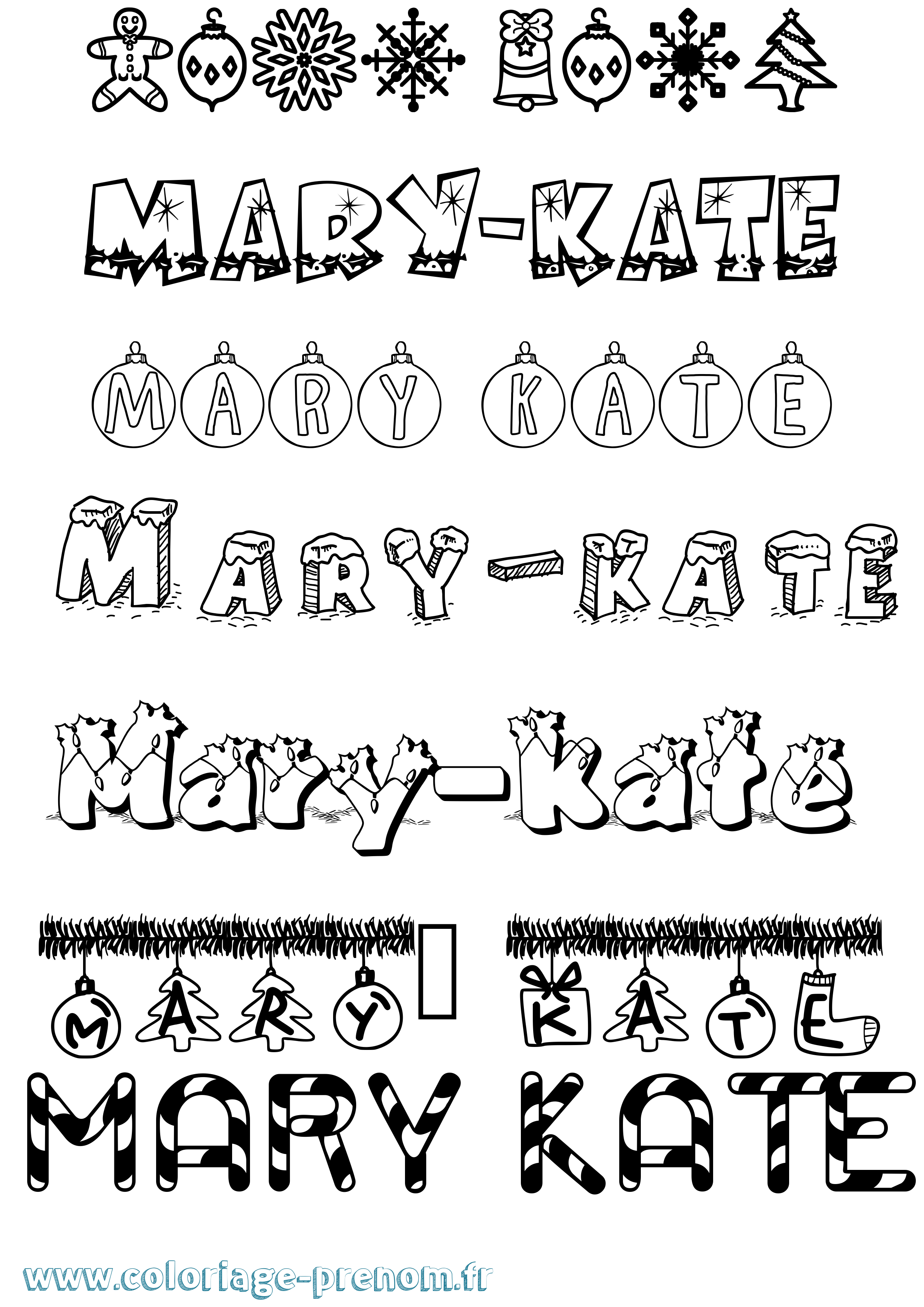 Coloriage prénom Mary-Kate Noël