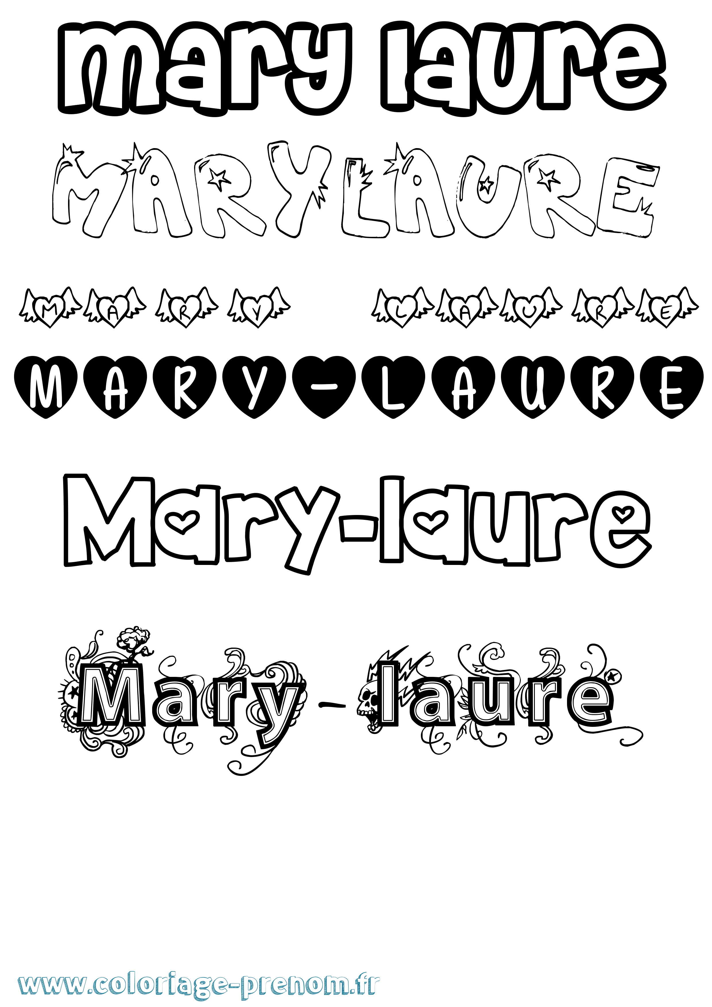Coloriage prénom Mary-Laure Girly
