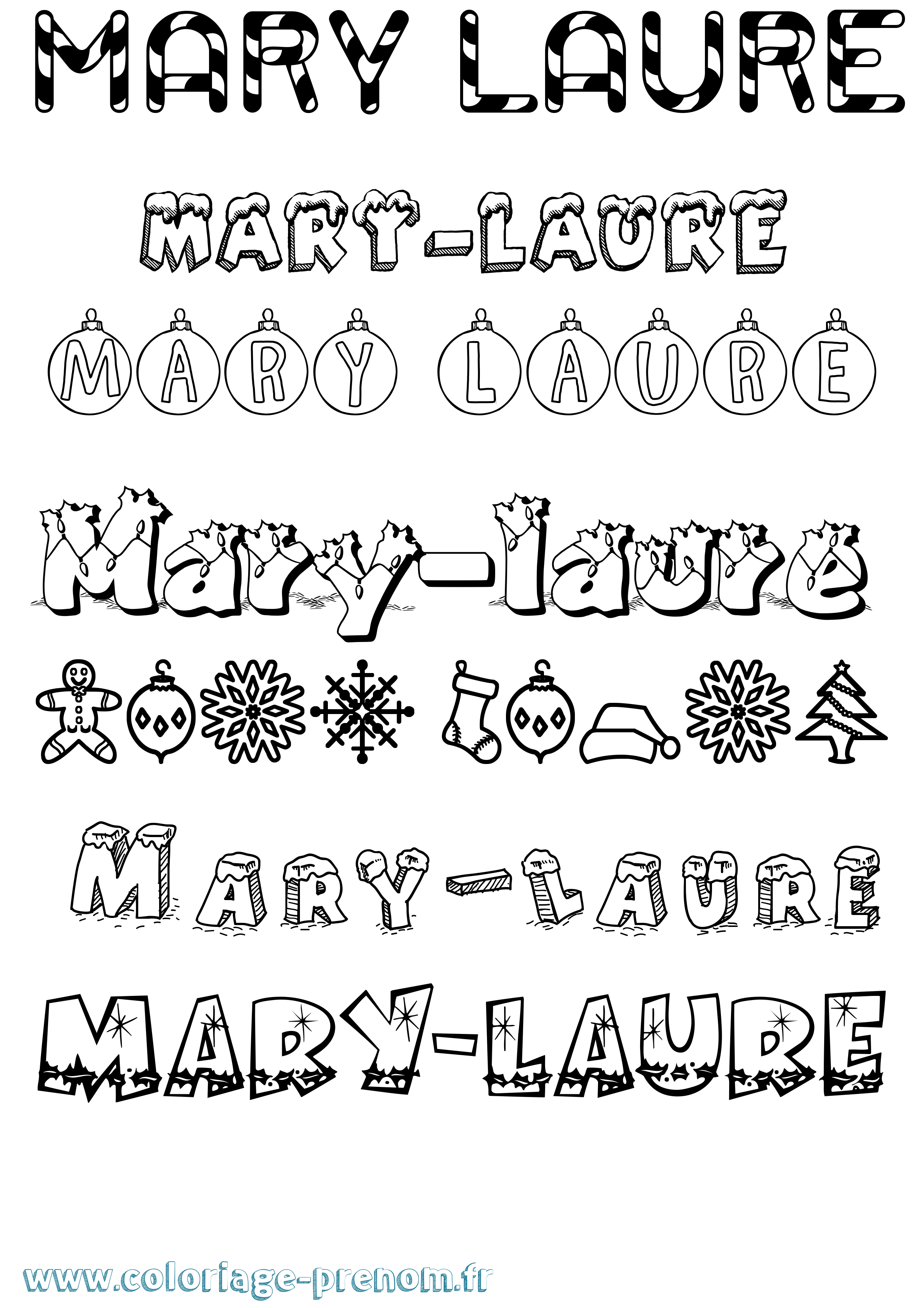 Coloriage prénom Mary-Laure Noël