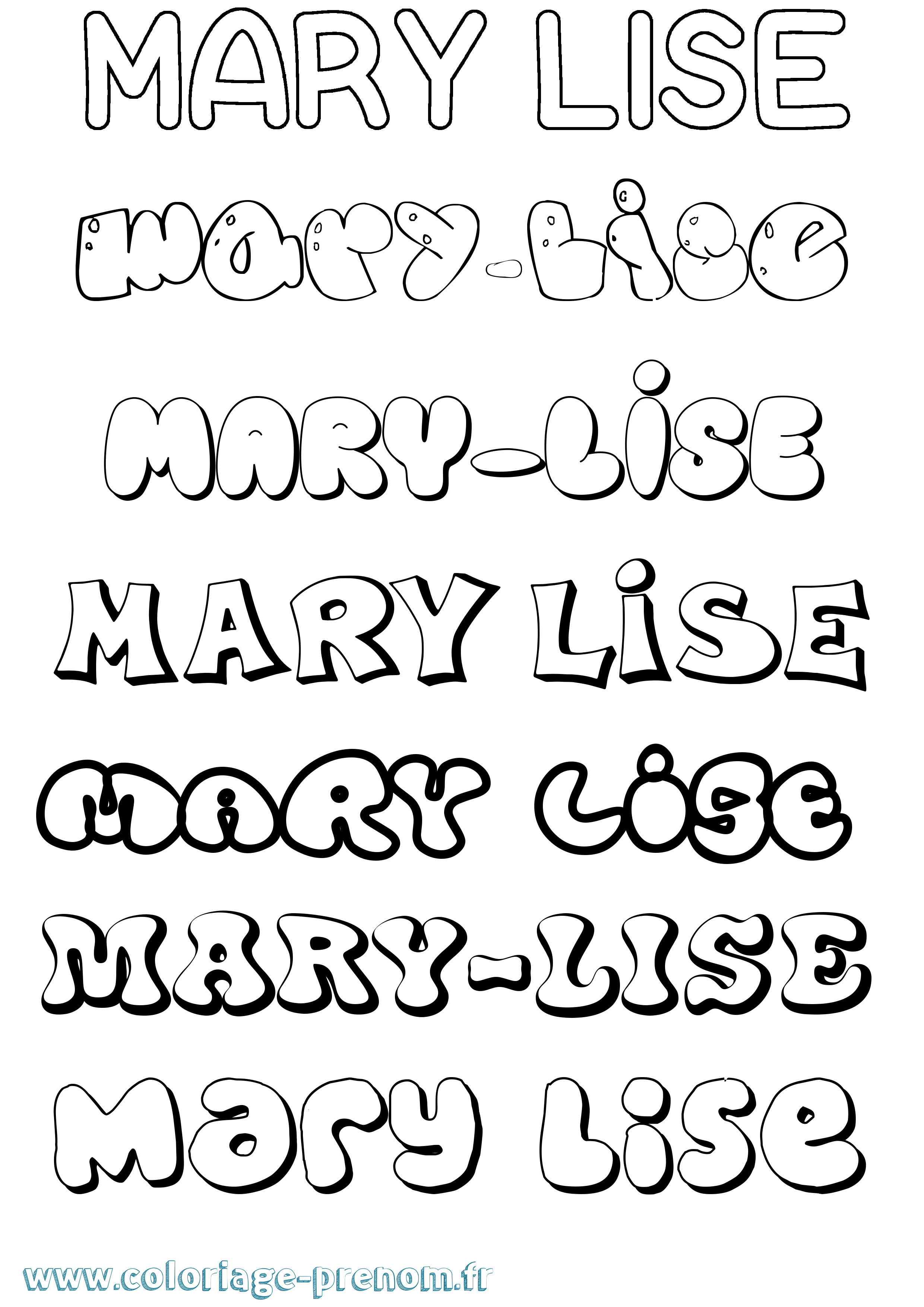 Coloriage prénom Mary-Lise Bubble