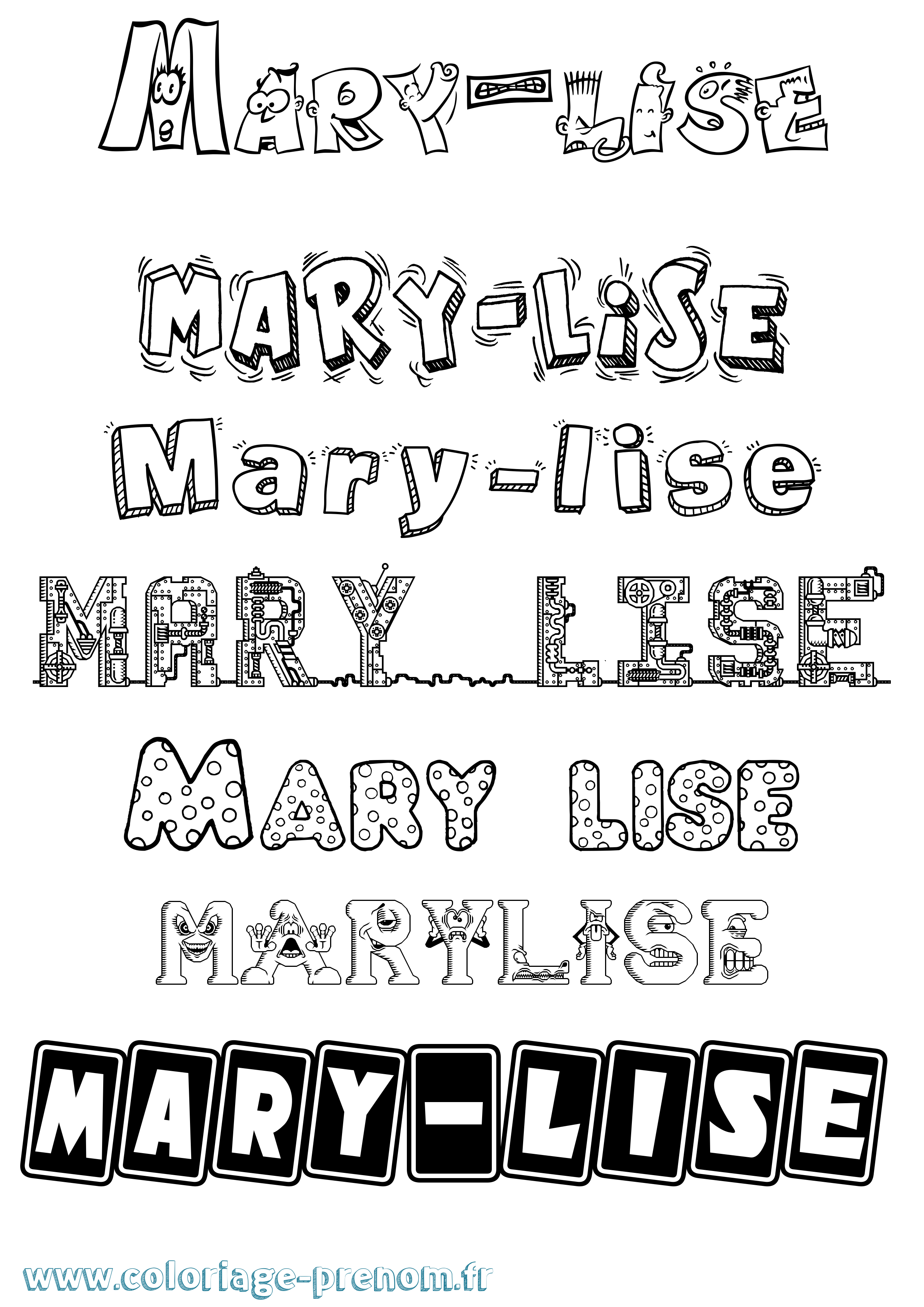 Coloriage prénom Mary-Lise Fun
