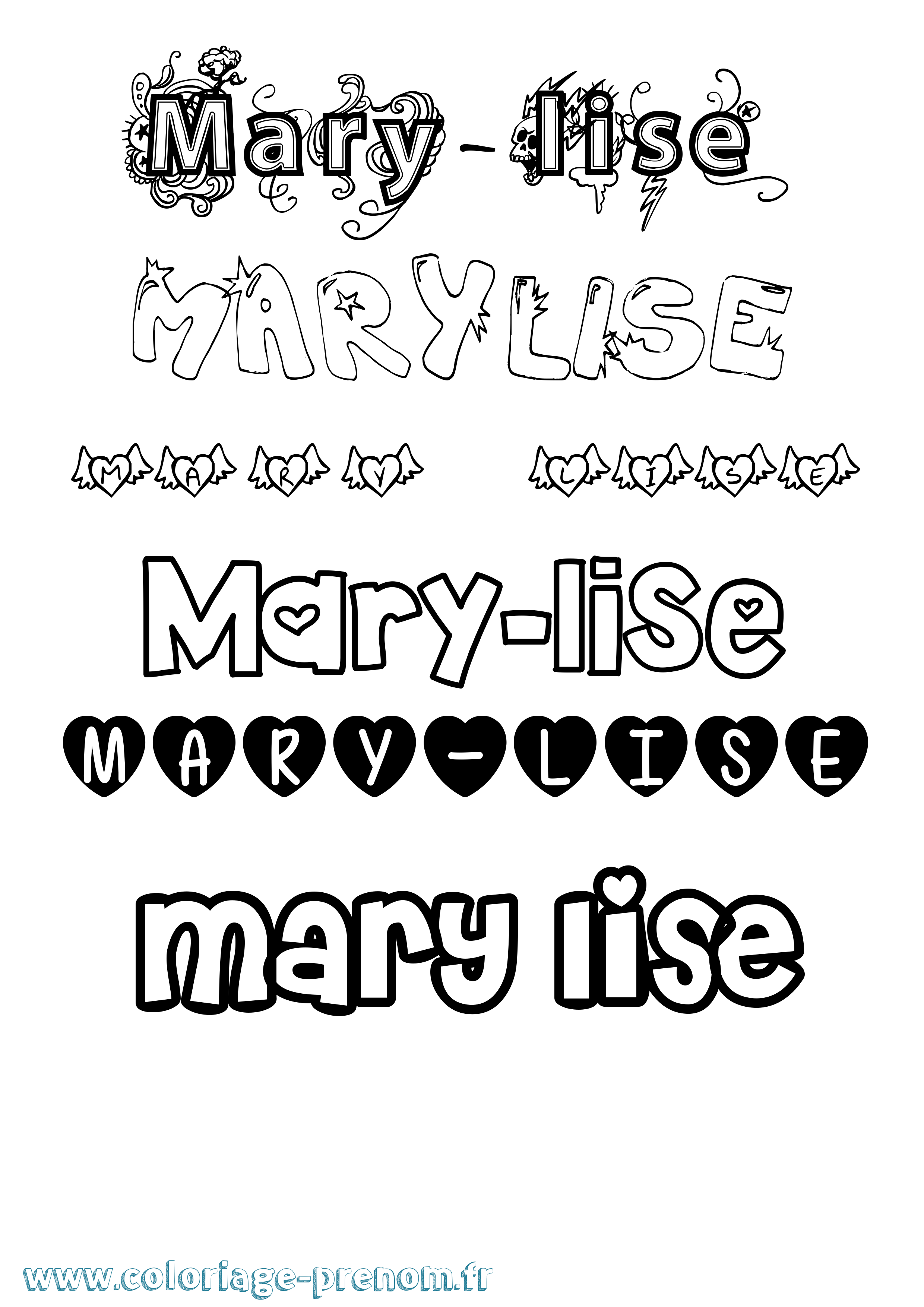 Coloriage prénom Mary-Lise Girly