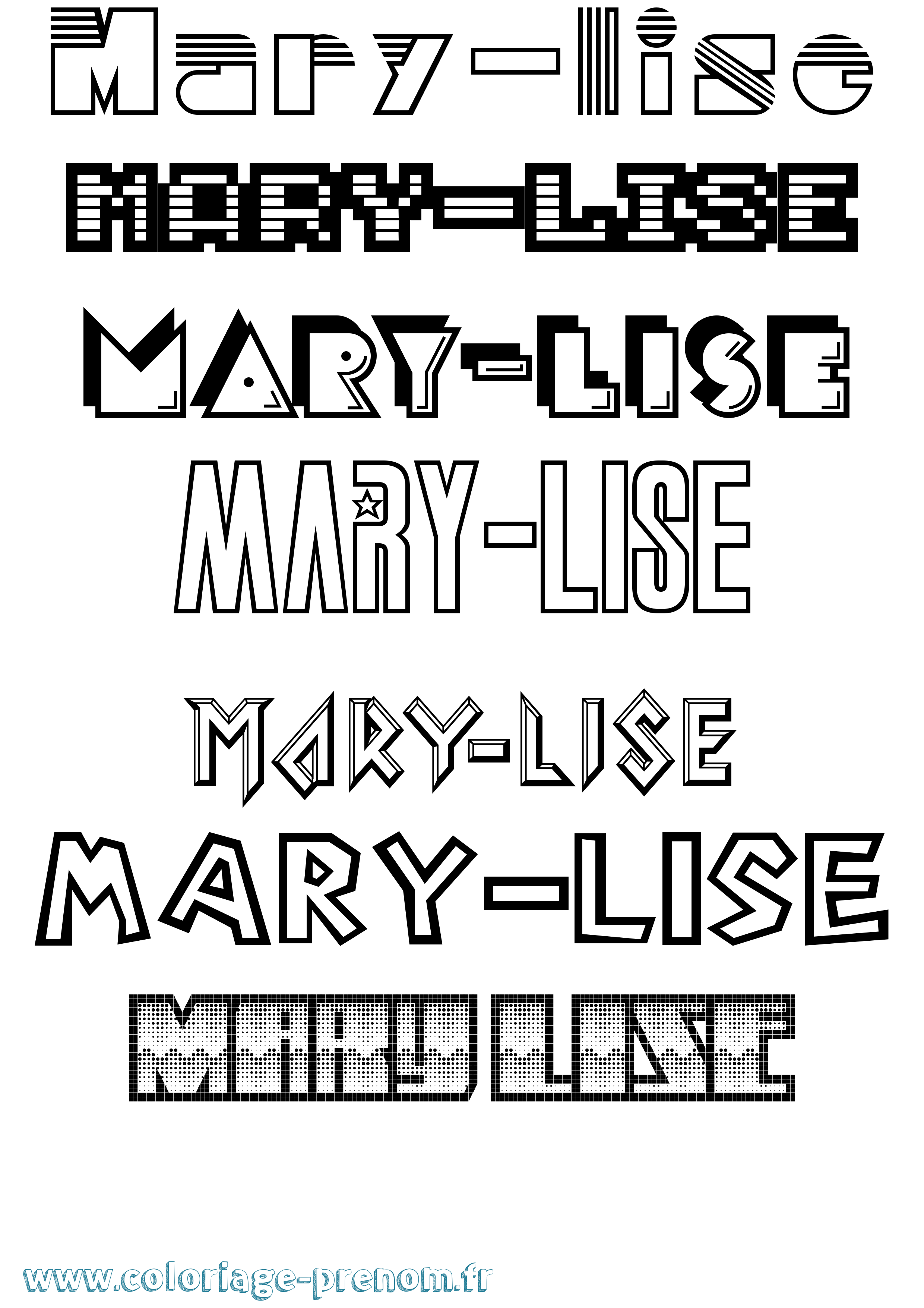 Coloriage prénom Mary-Lise Jeux Vidéos