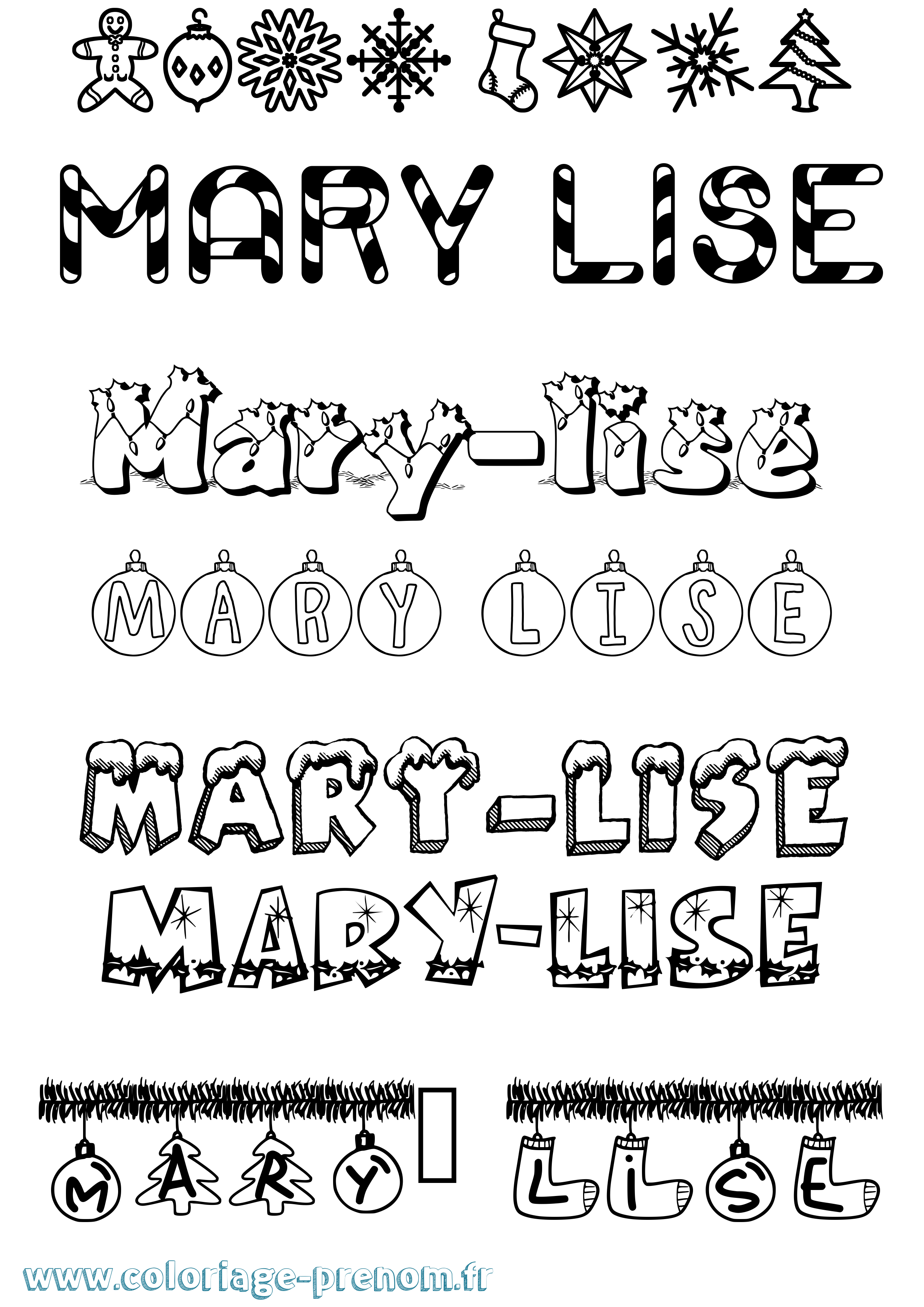 Coloriage prénom Mary-Lise Noël
