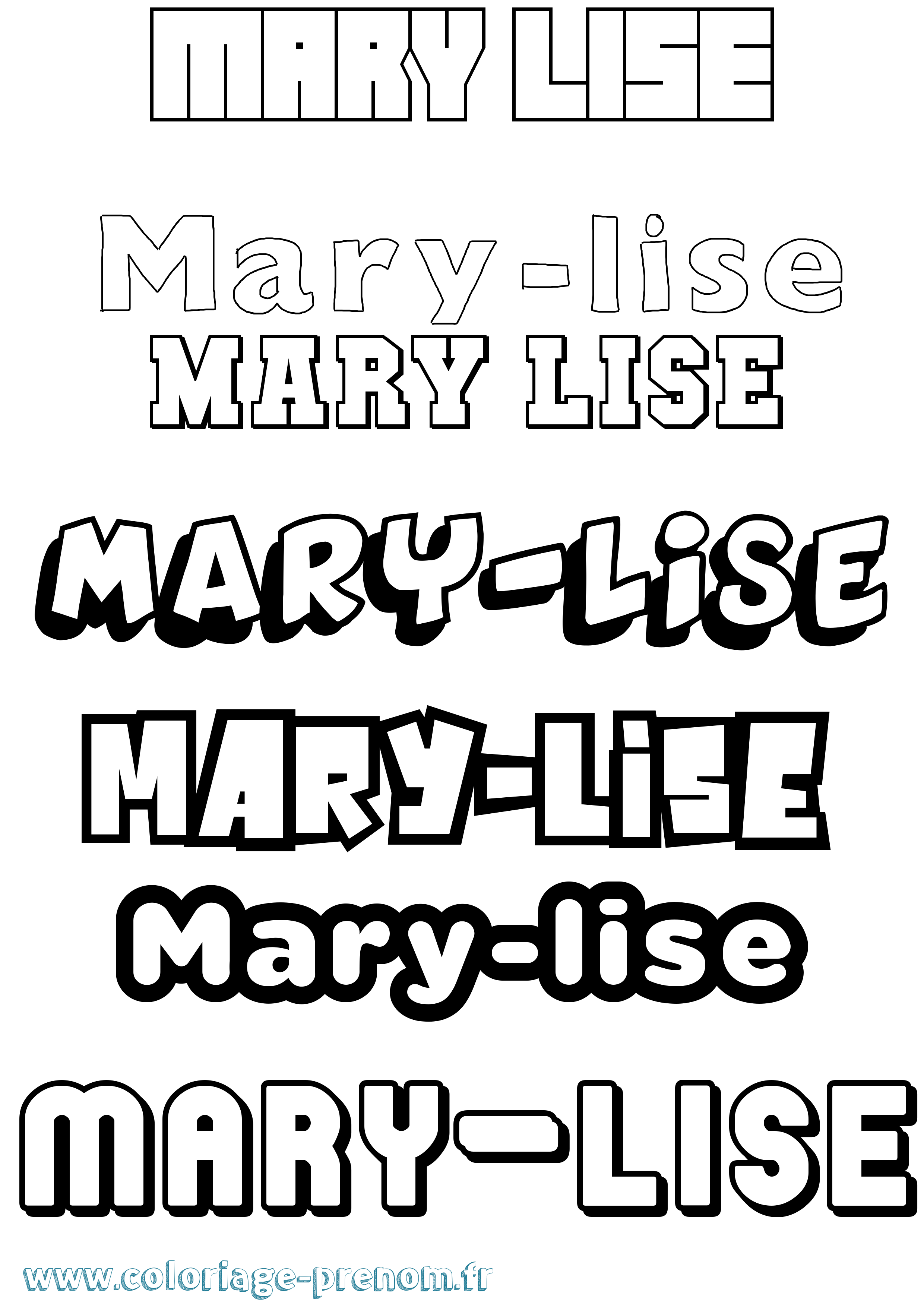 Coloriage prénom Mary-Lise Simple