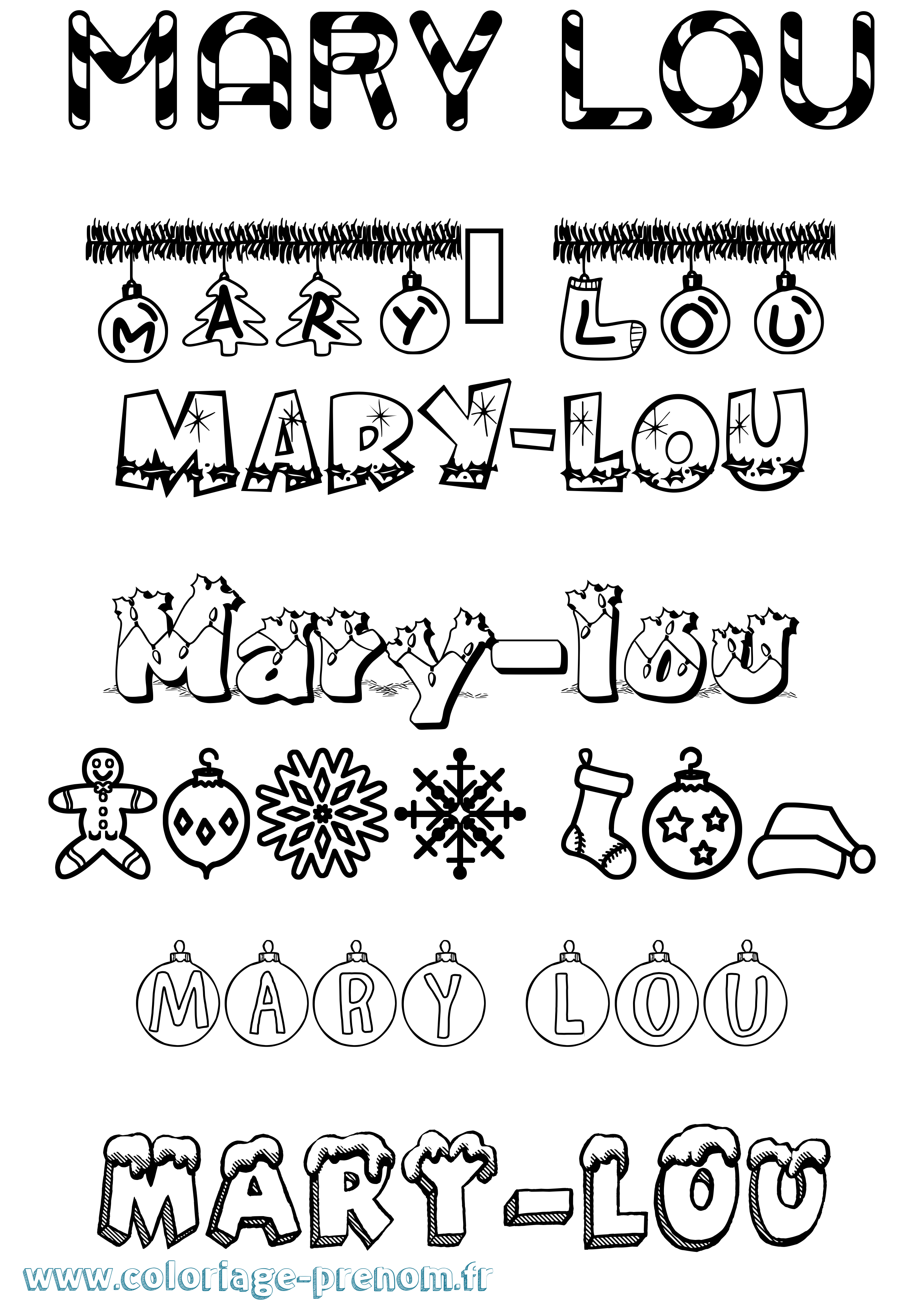 Coloriage prénom Mary-Lou Noël