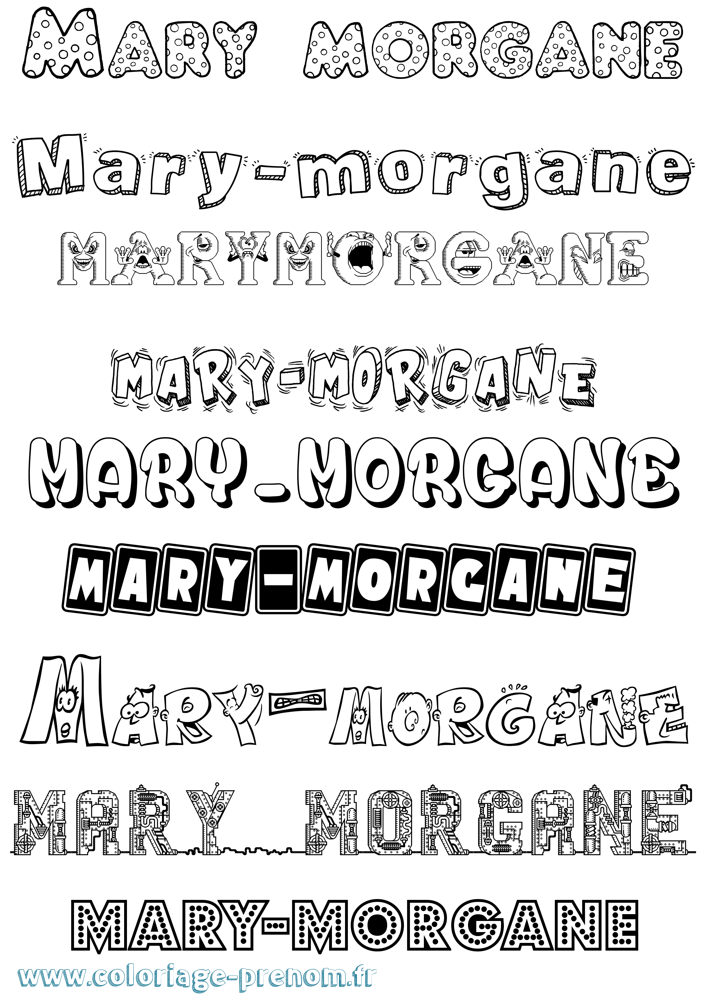 Coloriage prénom Mary-Morgane Fun