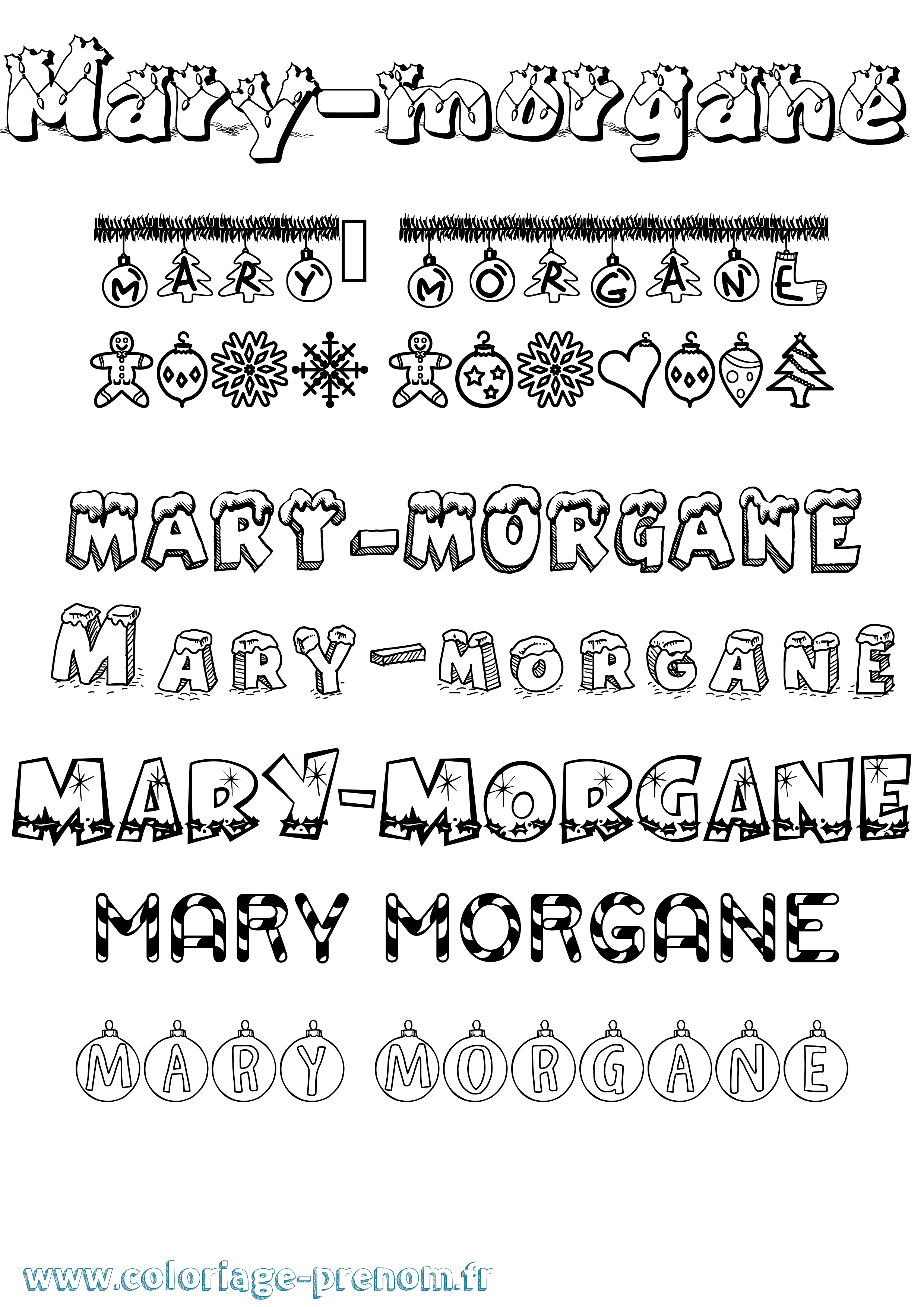 Coloriage prénom Mary-Morgane Noël