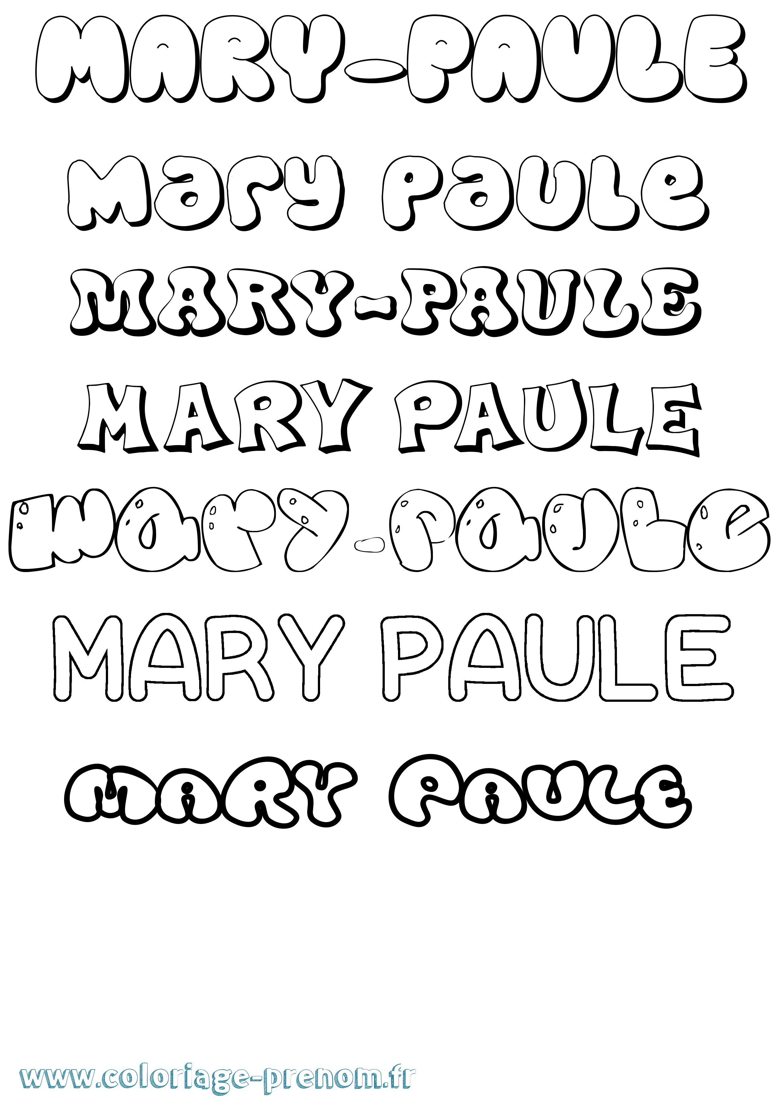 Coloriage prénom Mary-Paule Bubble