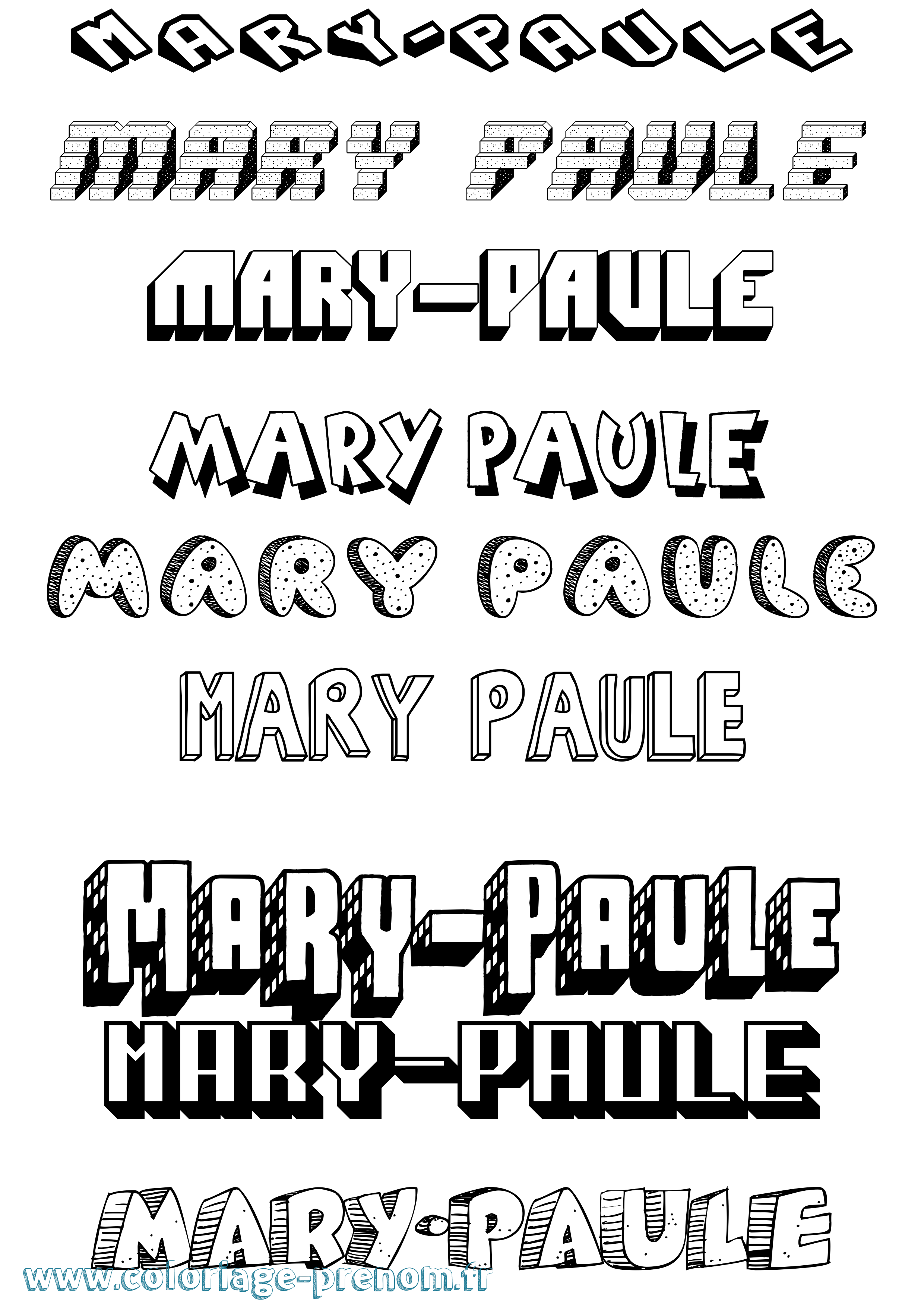 Coloriage prénom Mary-Paule Effet 3D