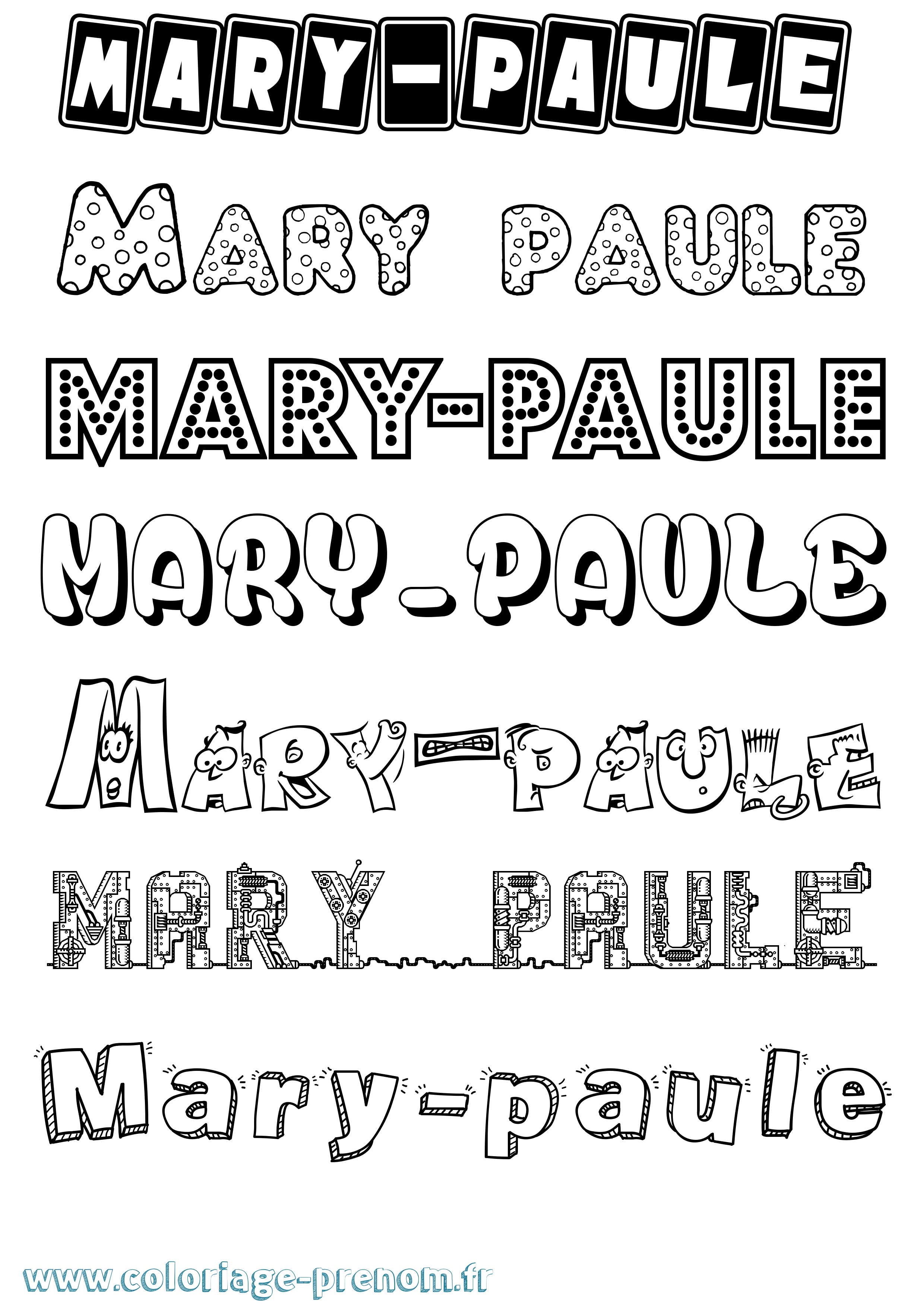 Coloriage prénom Mary-Paule Fun
