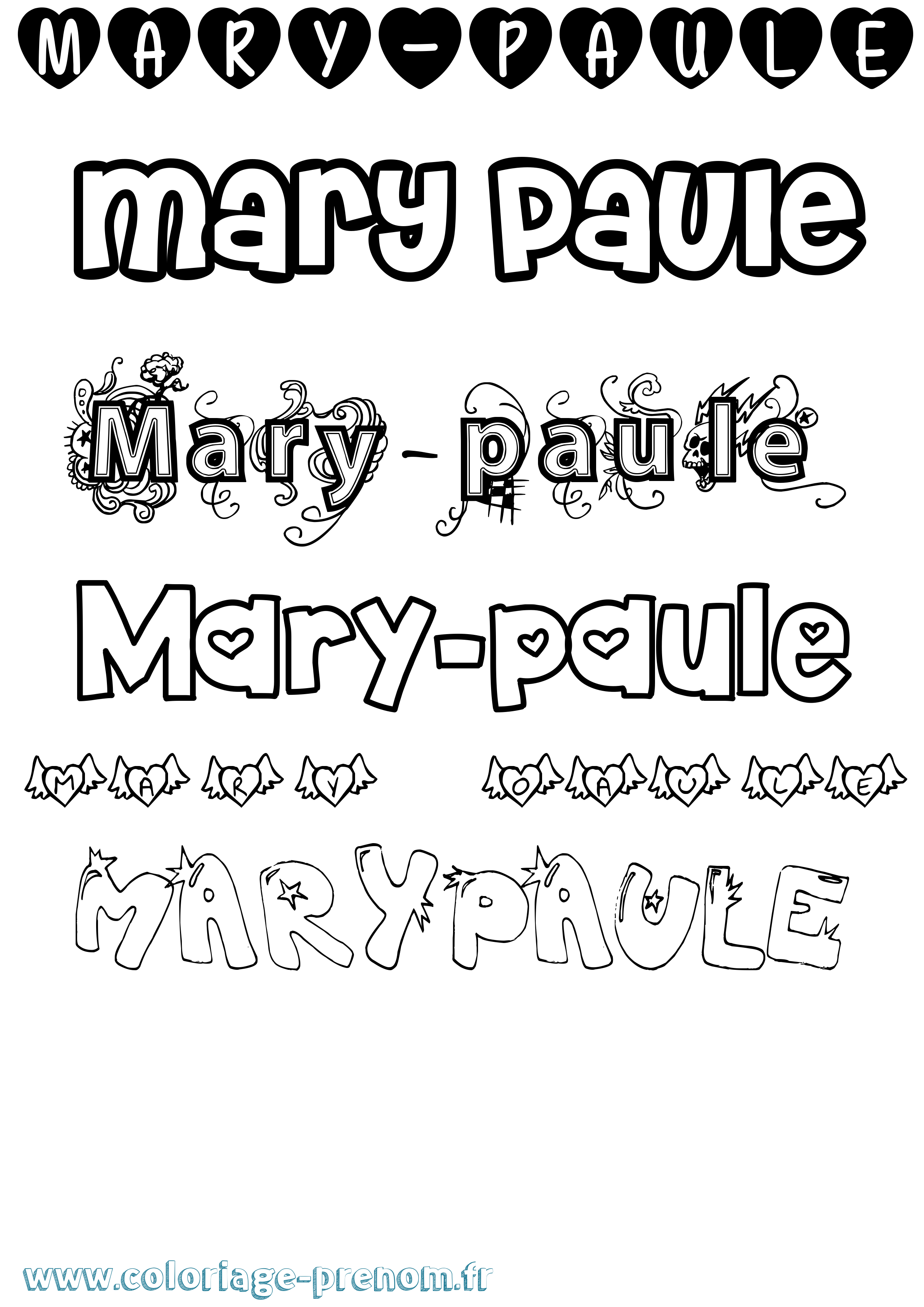 Coloriage prénom Mary-Paule Girly