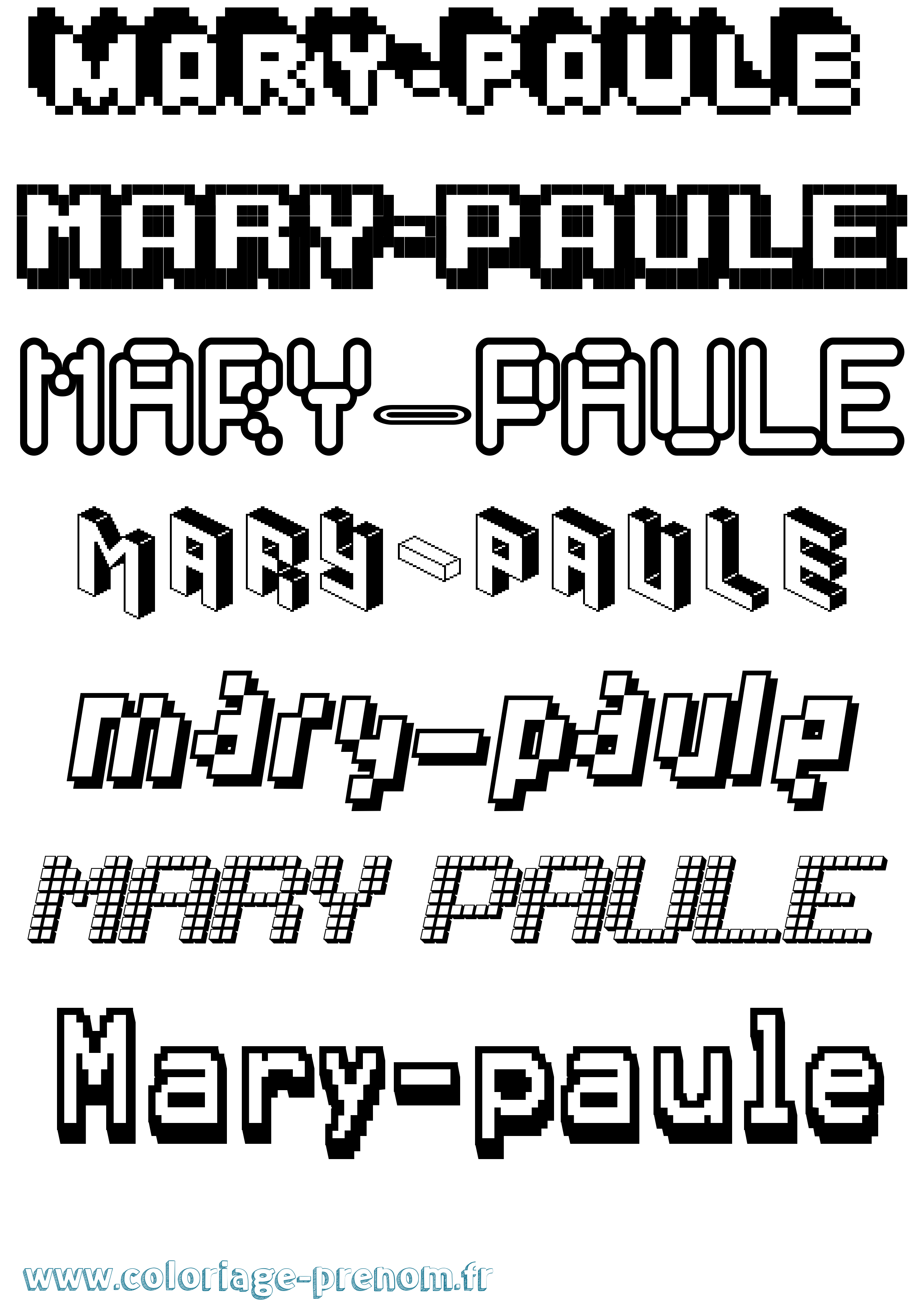 Coloriage prénom Mary-Paule Pixel