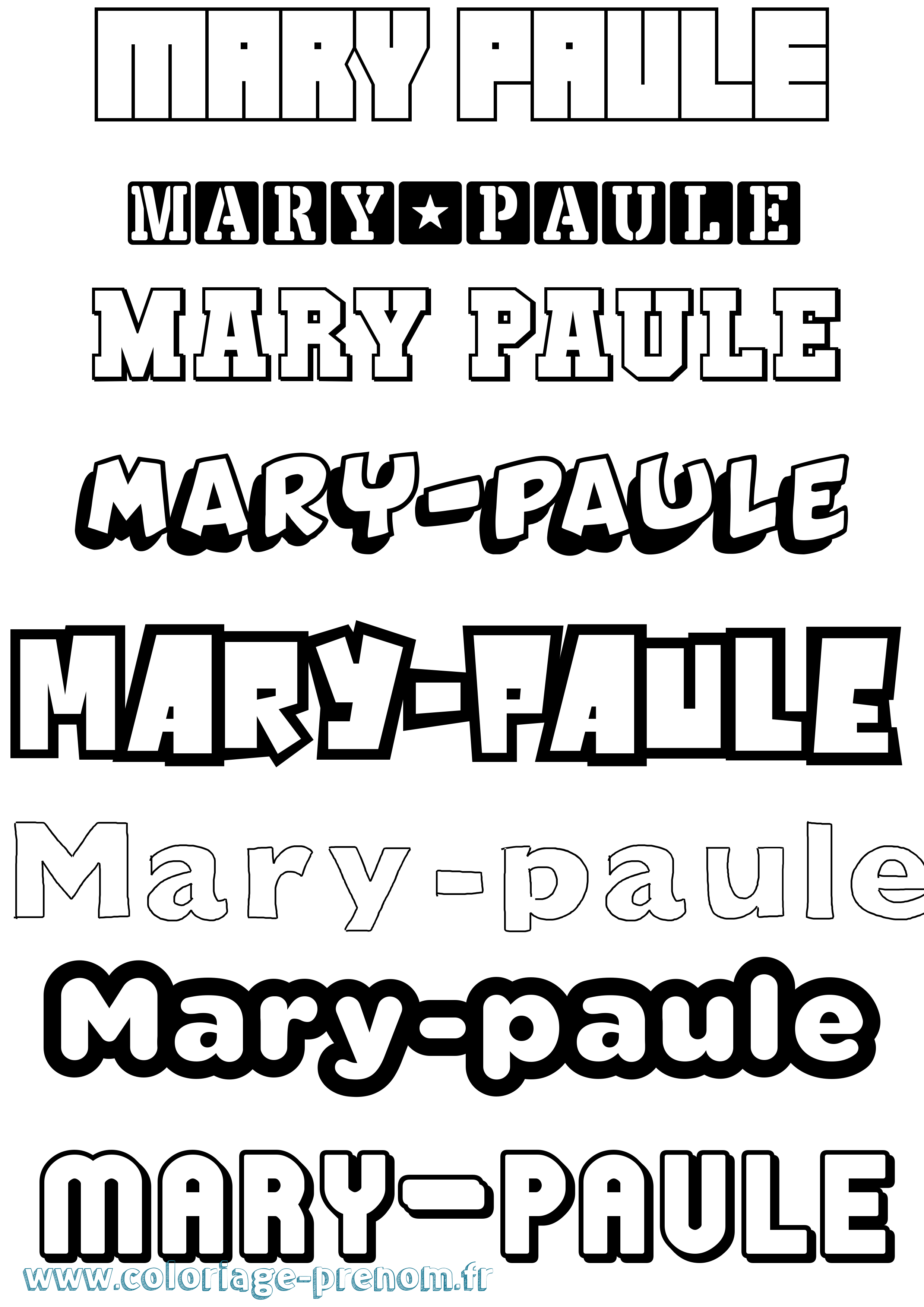 Coloriage prénom Mary-Paule Simple