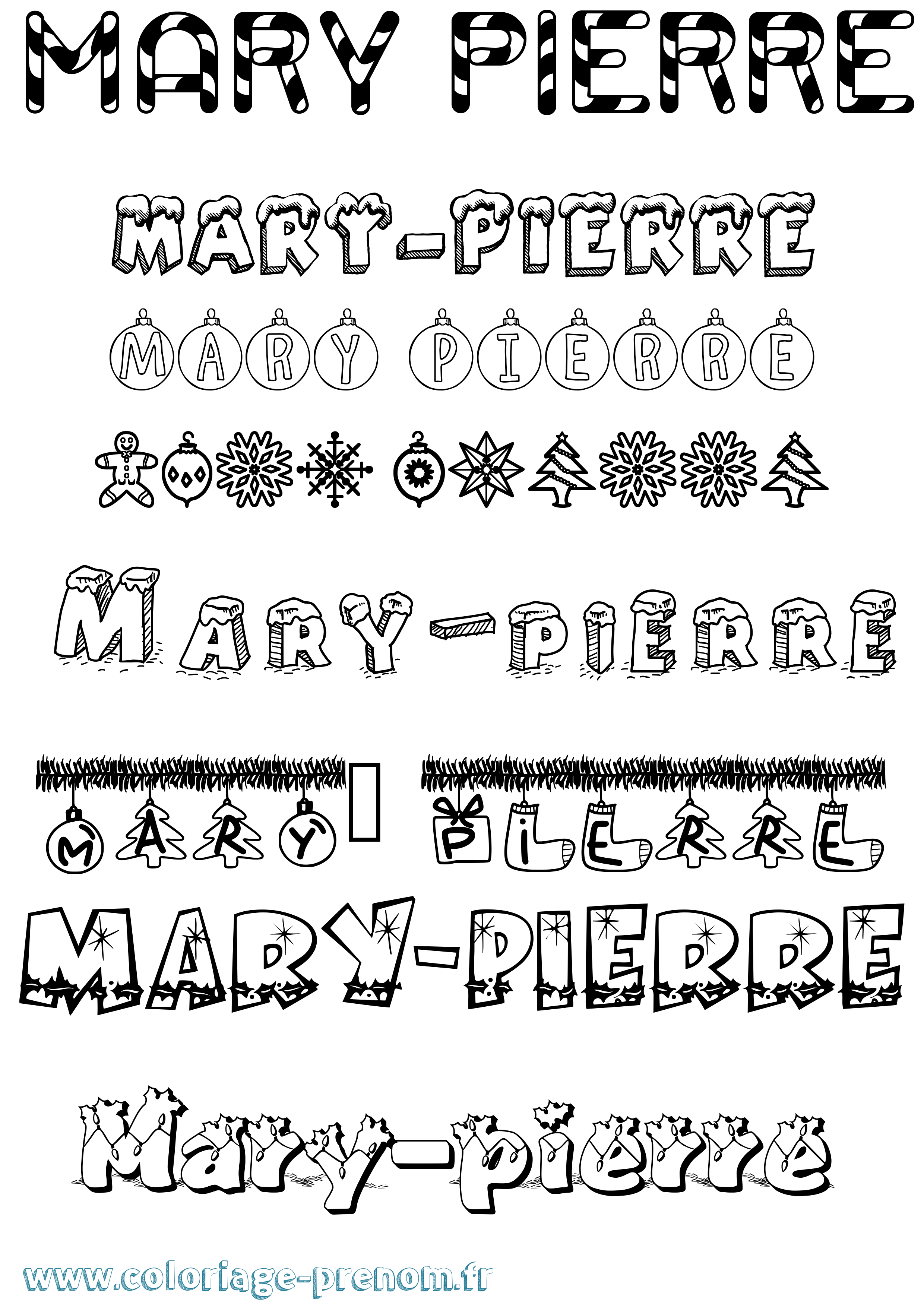 Coloriage prénom Mary-Pierre Noël
