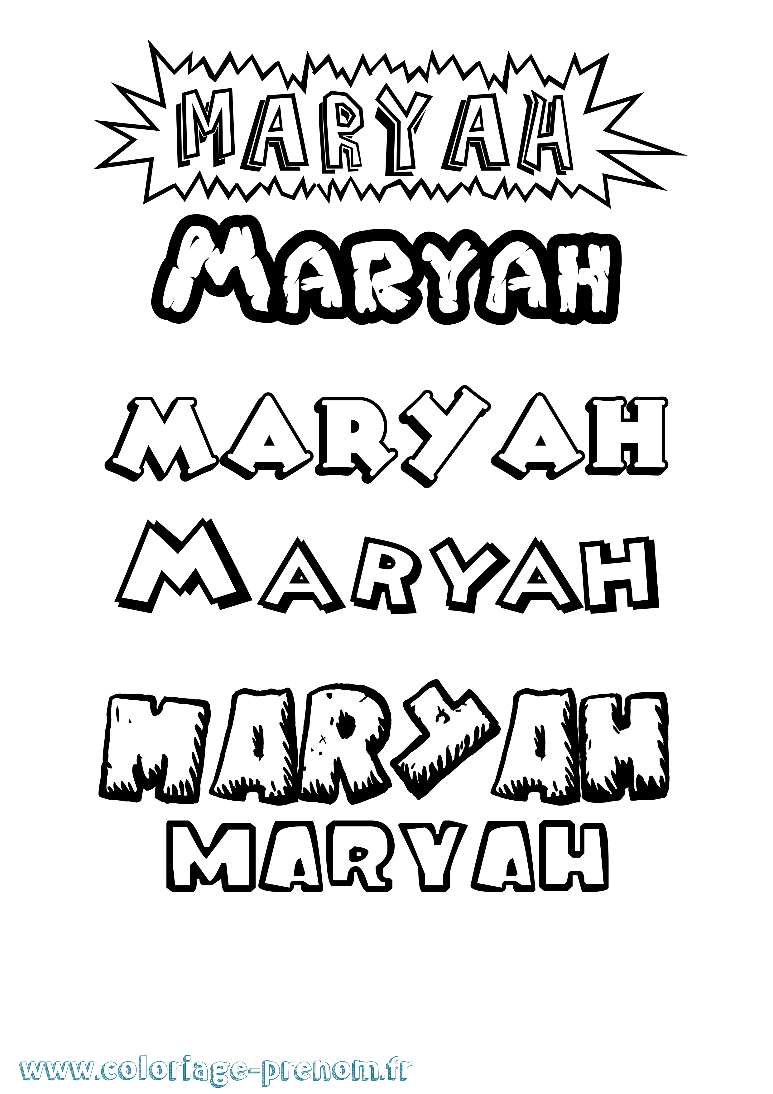 Coloriage prénom Maryah Dessin Animé