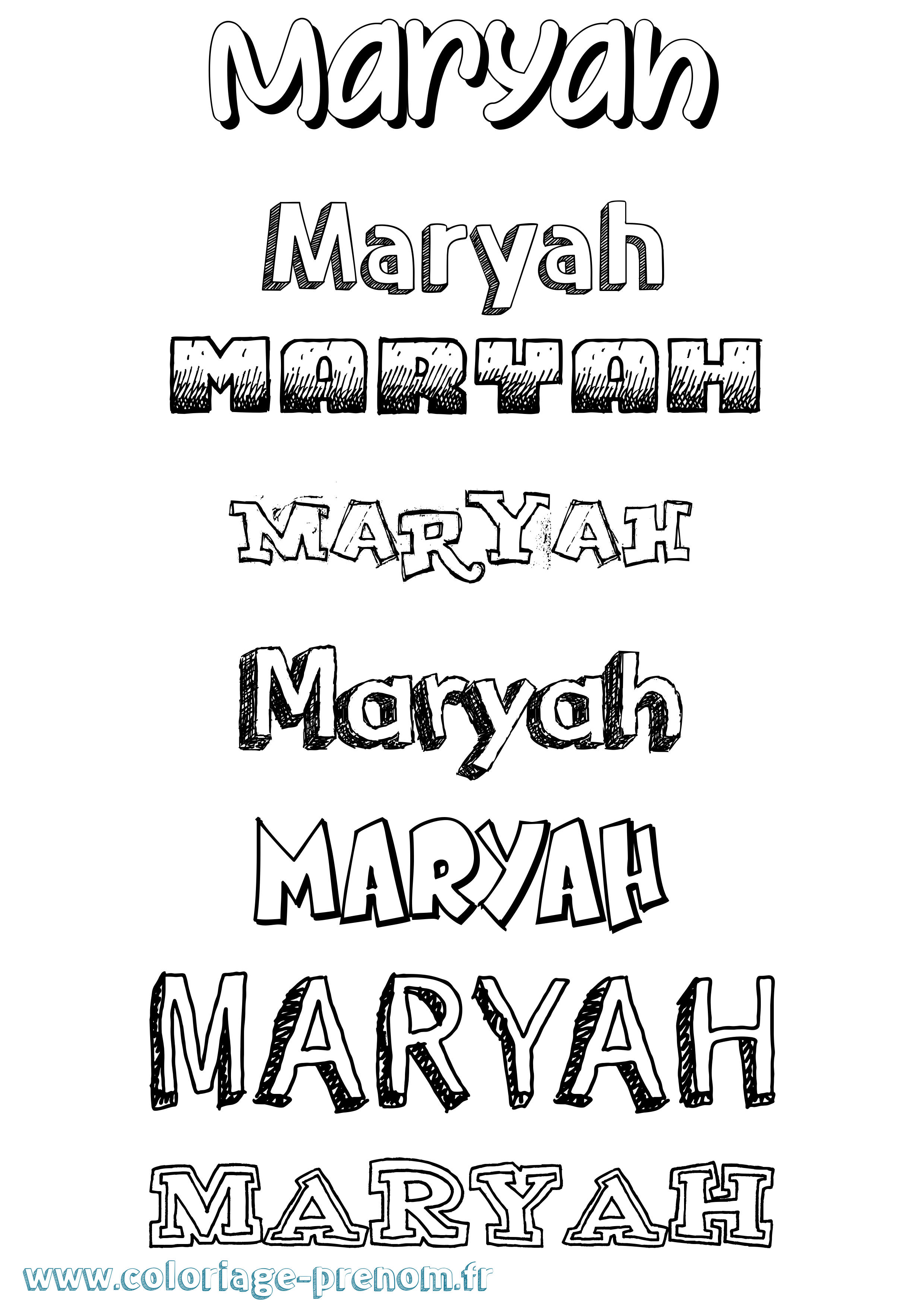 Coloriage prénom Maryah Dessiné