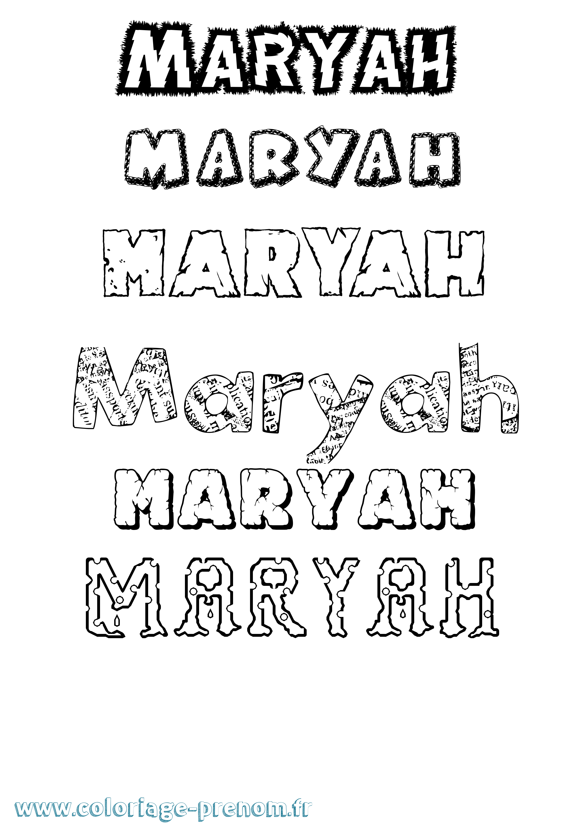 Coloriage prénom Maryah Destructuré