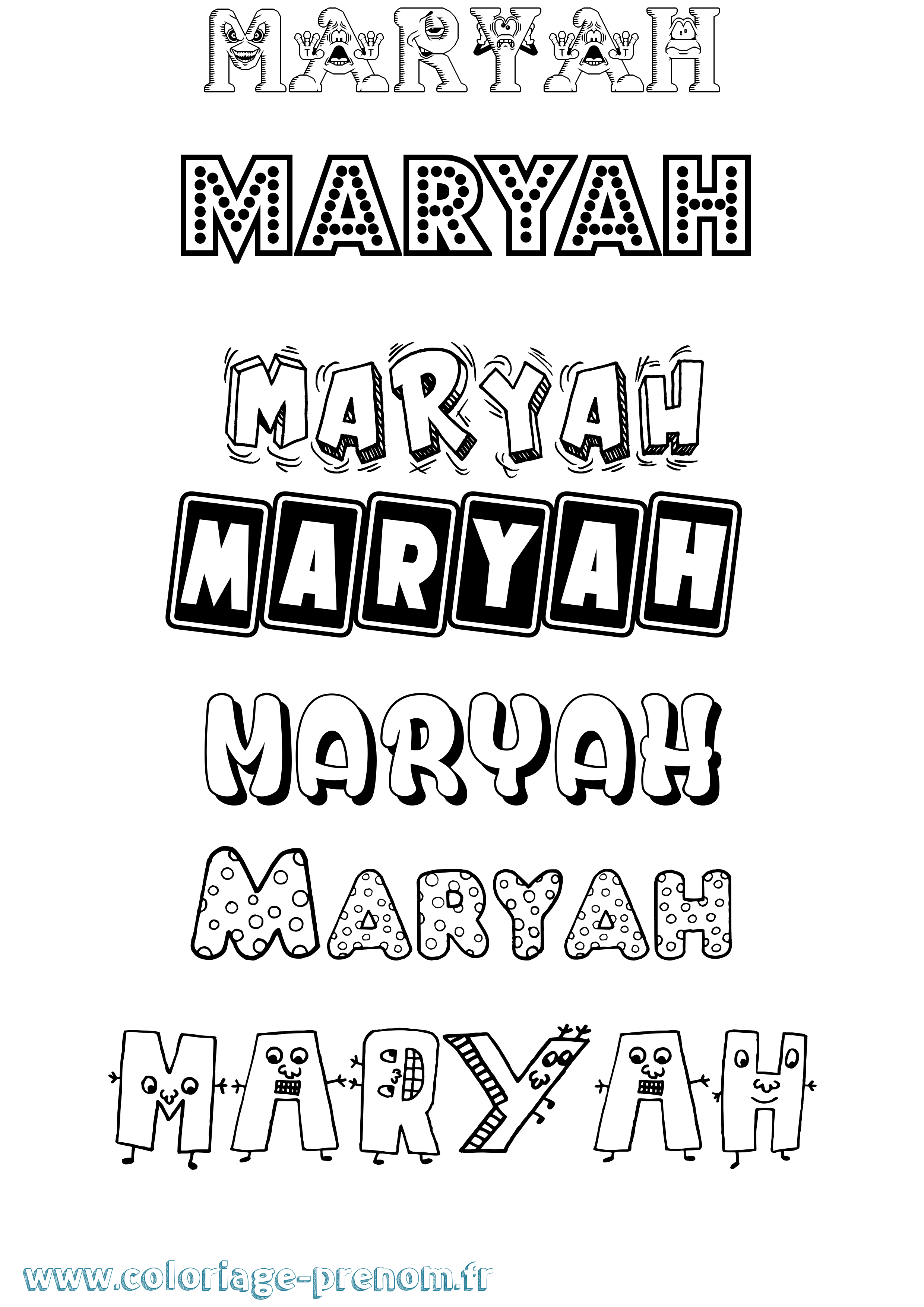 Coloriage prénom Maryah Fun